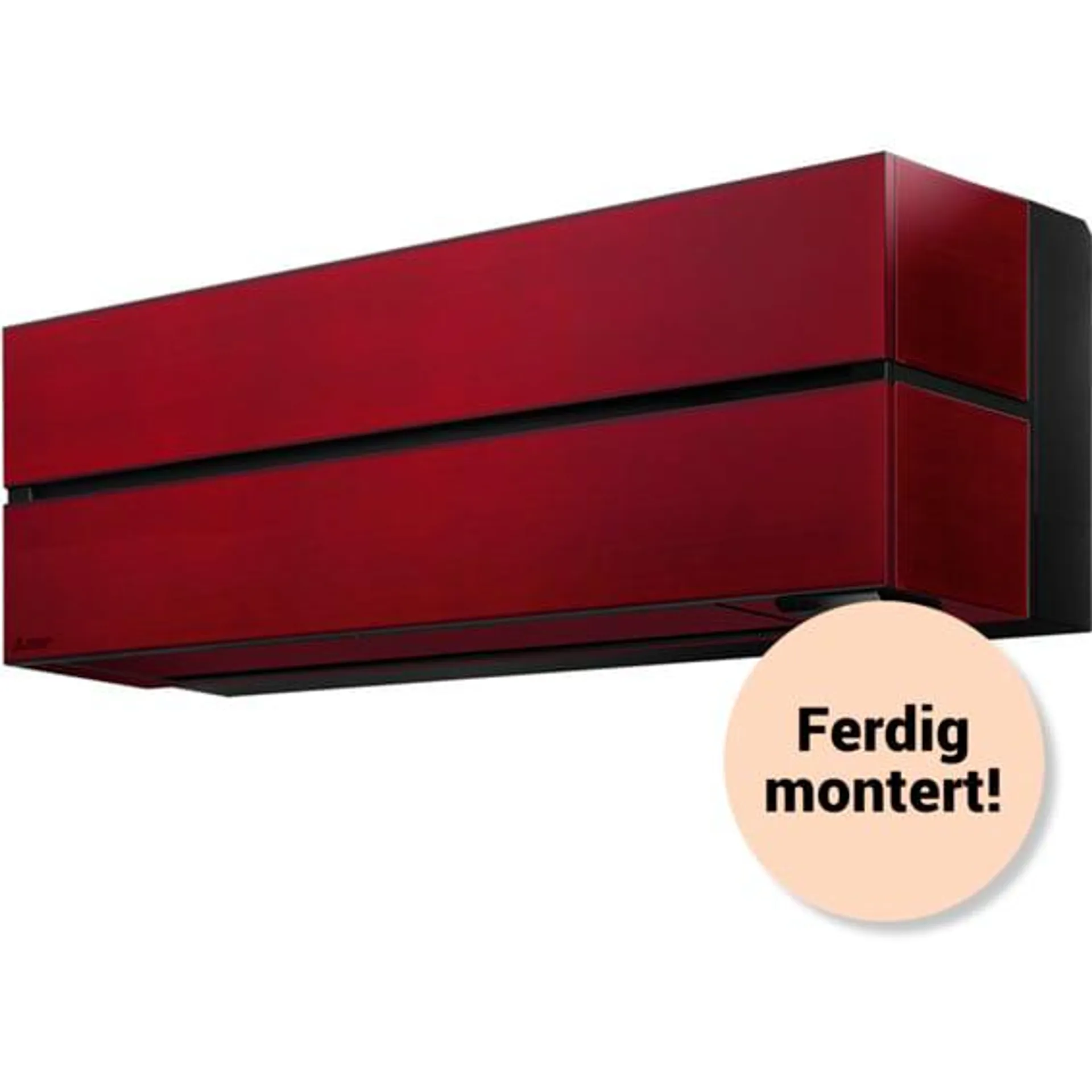 Ferdig montert Mitsubishi Kaiteki 6600 varmepumpe Rubinrød