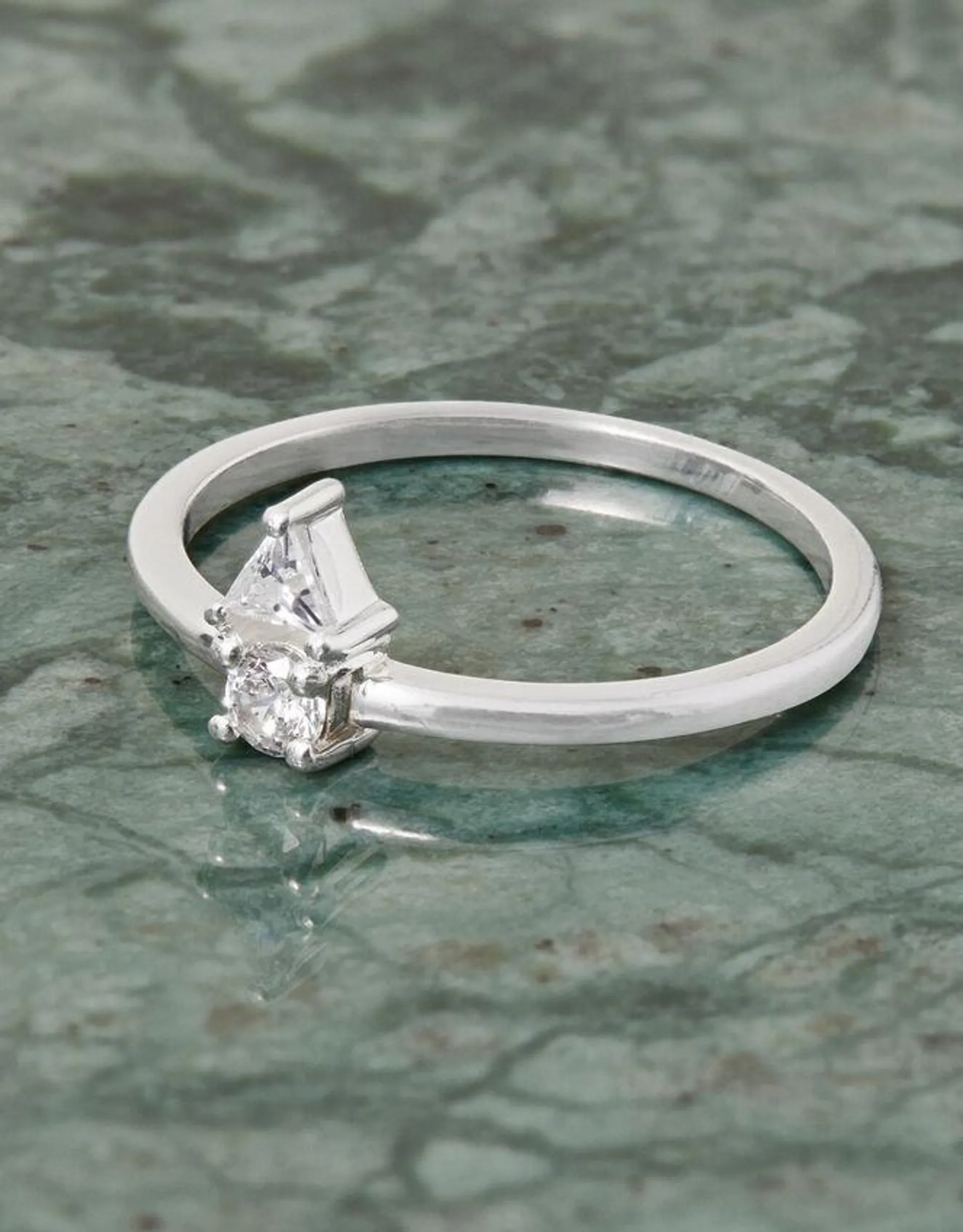 Sterling Silver Sparkle Two Stone Ring White