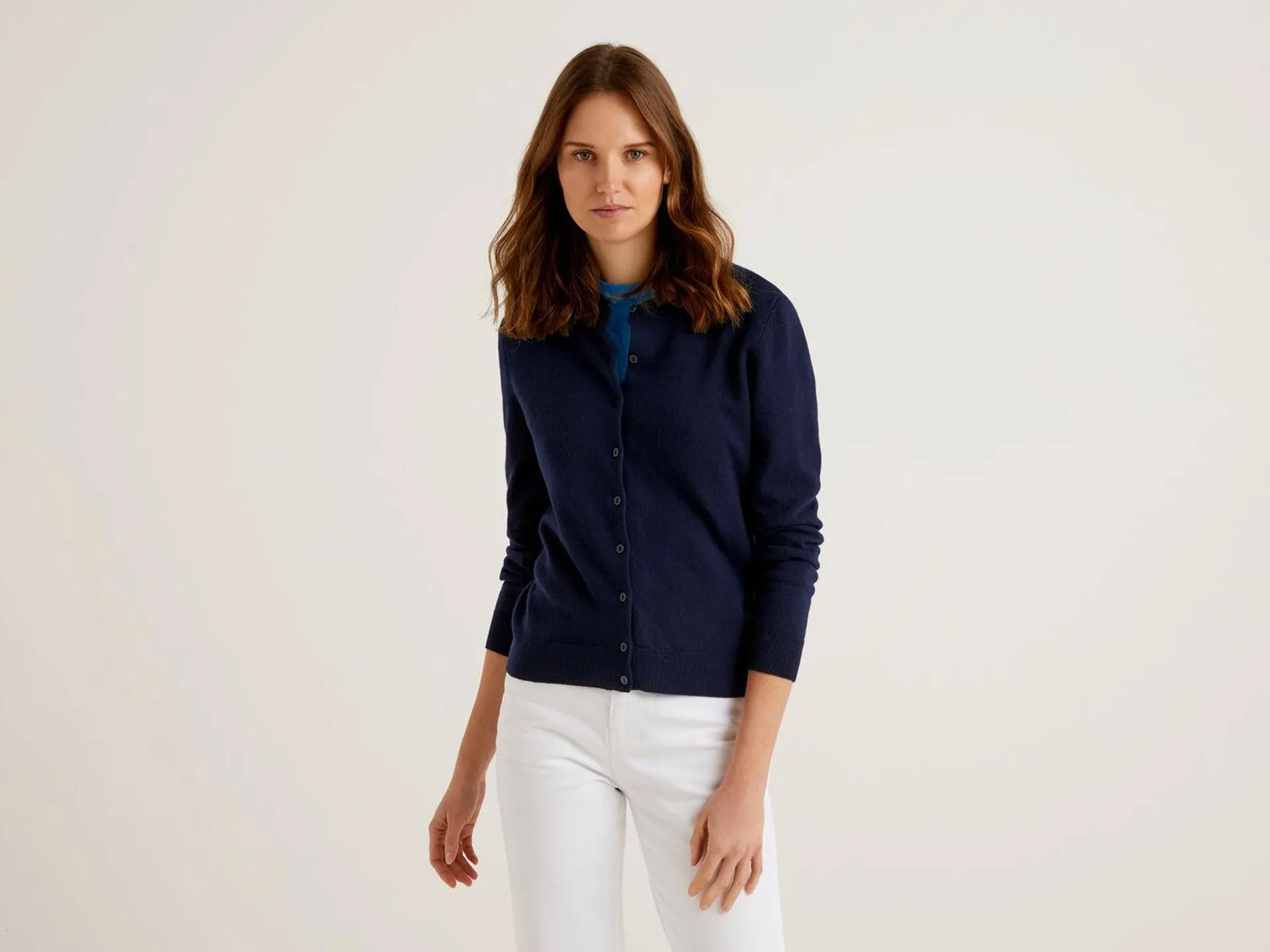 Benetton Pure Merino Ull Cardigan Dame Mørke Blå | Norge-2041965