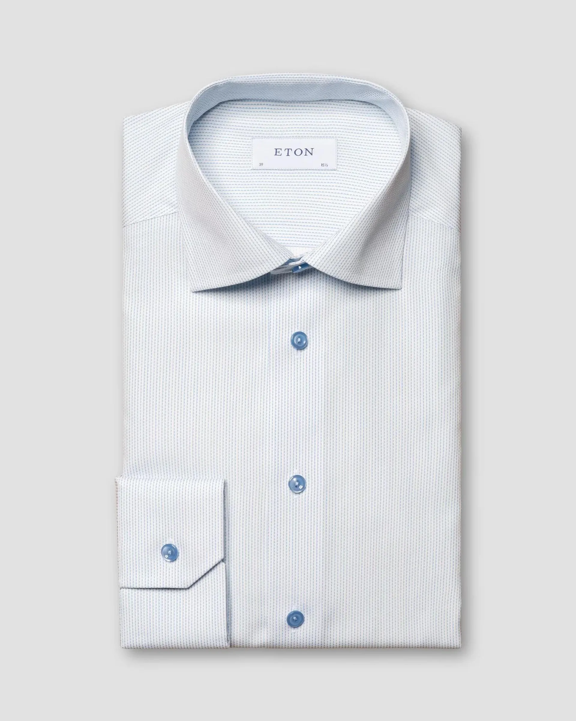 Light Blue Micro Print Signature Poplin Shirt