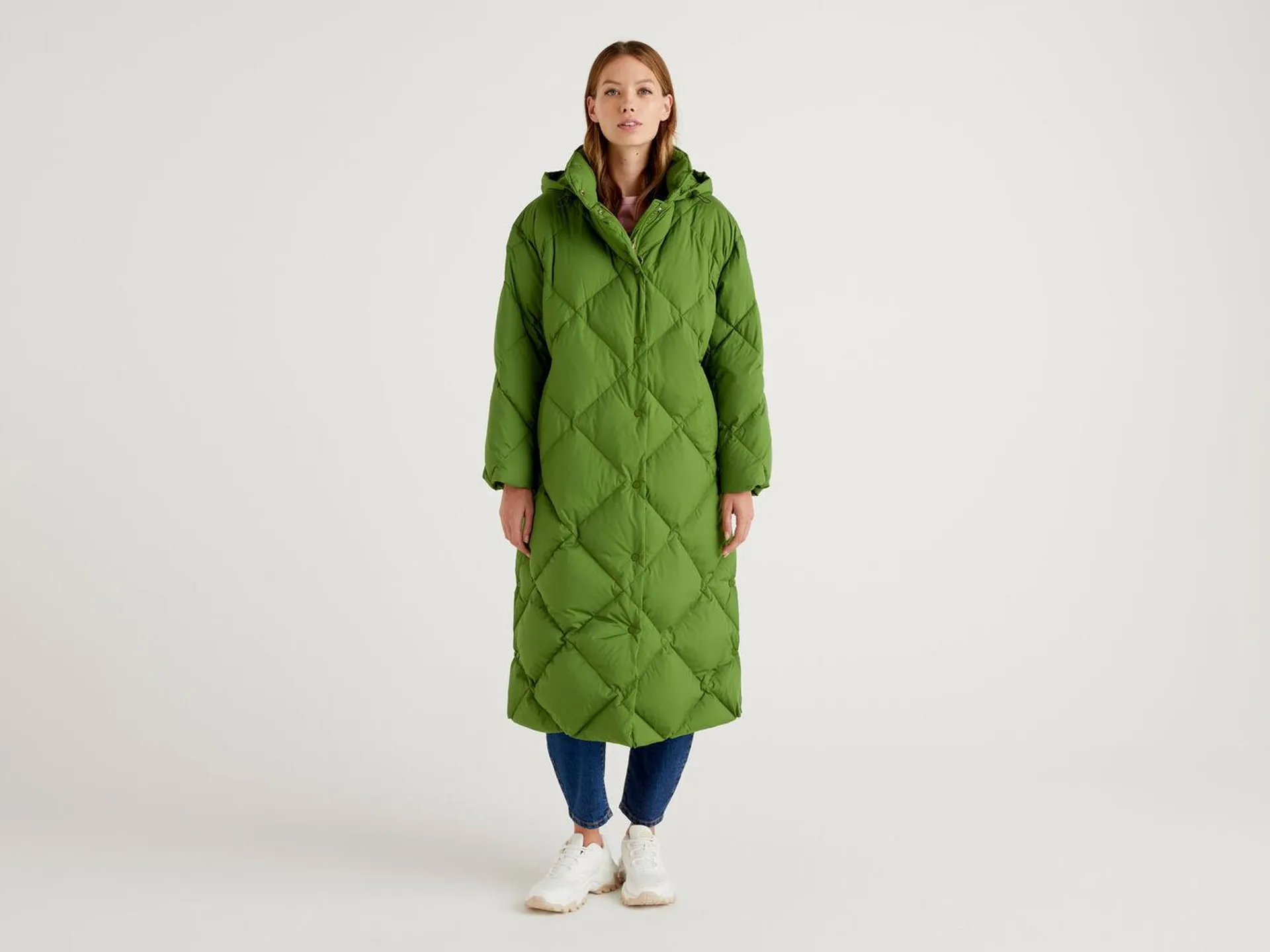 Benetton Recycled Feathers Dunjakker Dame Olivengrønne Grønn | Norge-5814307