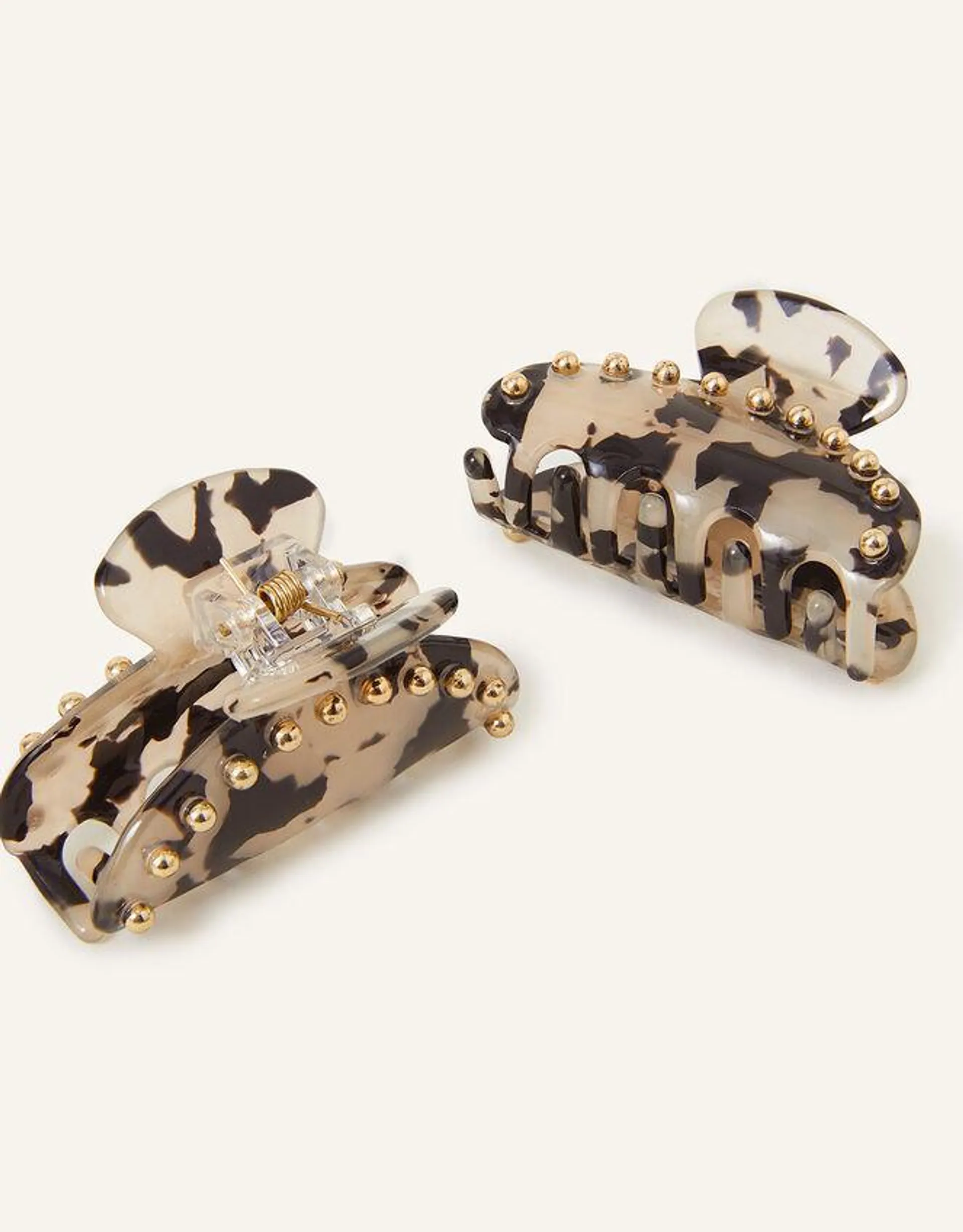 Small Studded Tortoiseshell Claw Clips Set of Two