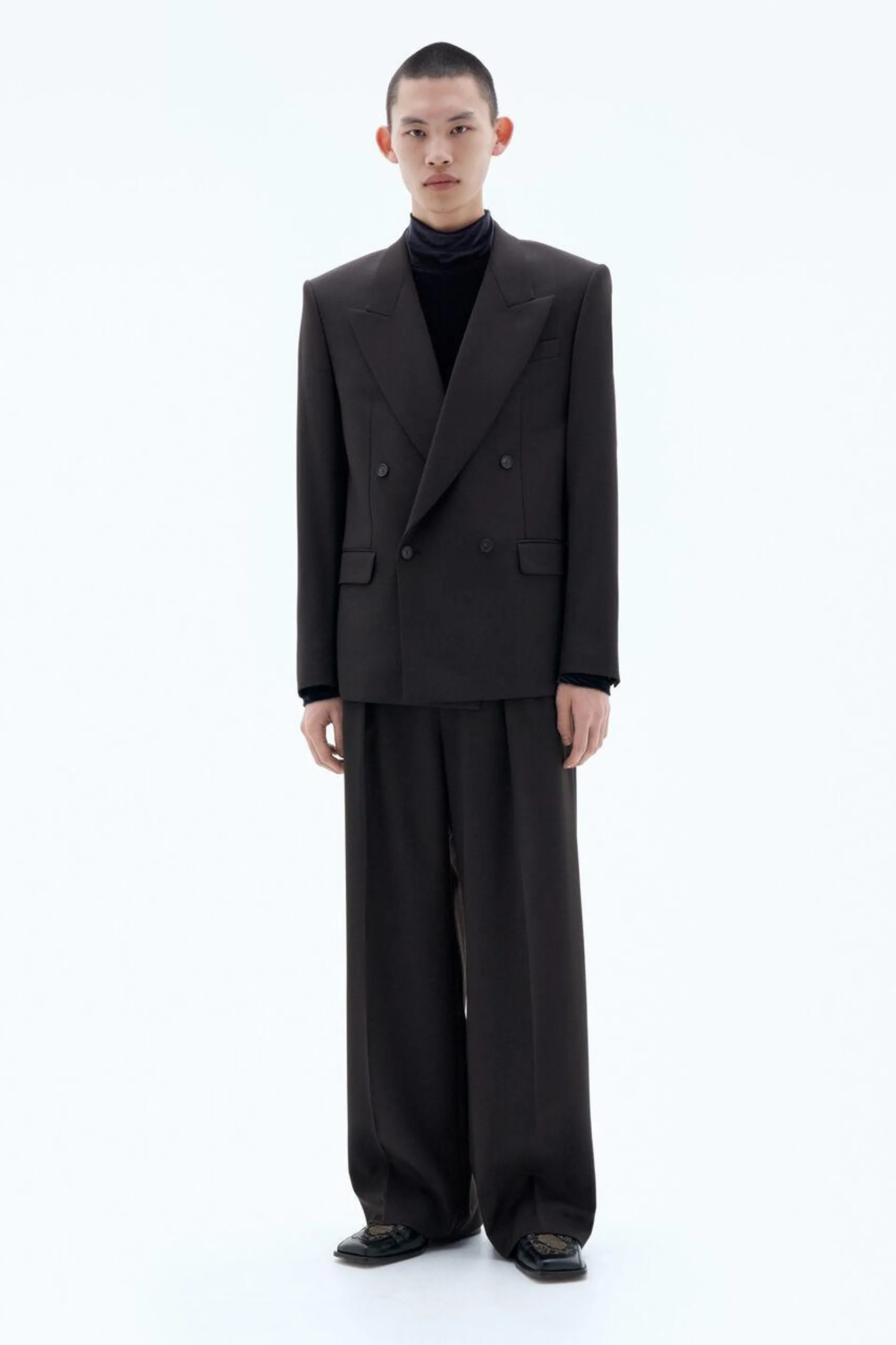 Boxy Wool Blazer Dark Chocolate