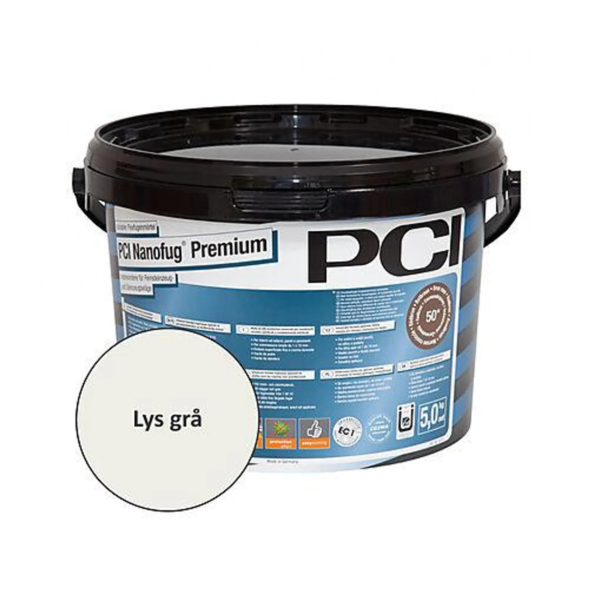 Sementbasert universal fugemasse Nanofug® Premium, Lys grå 5 kg