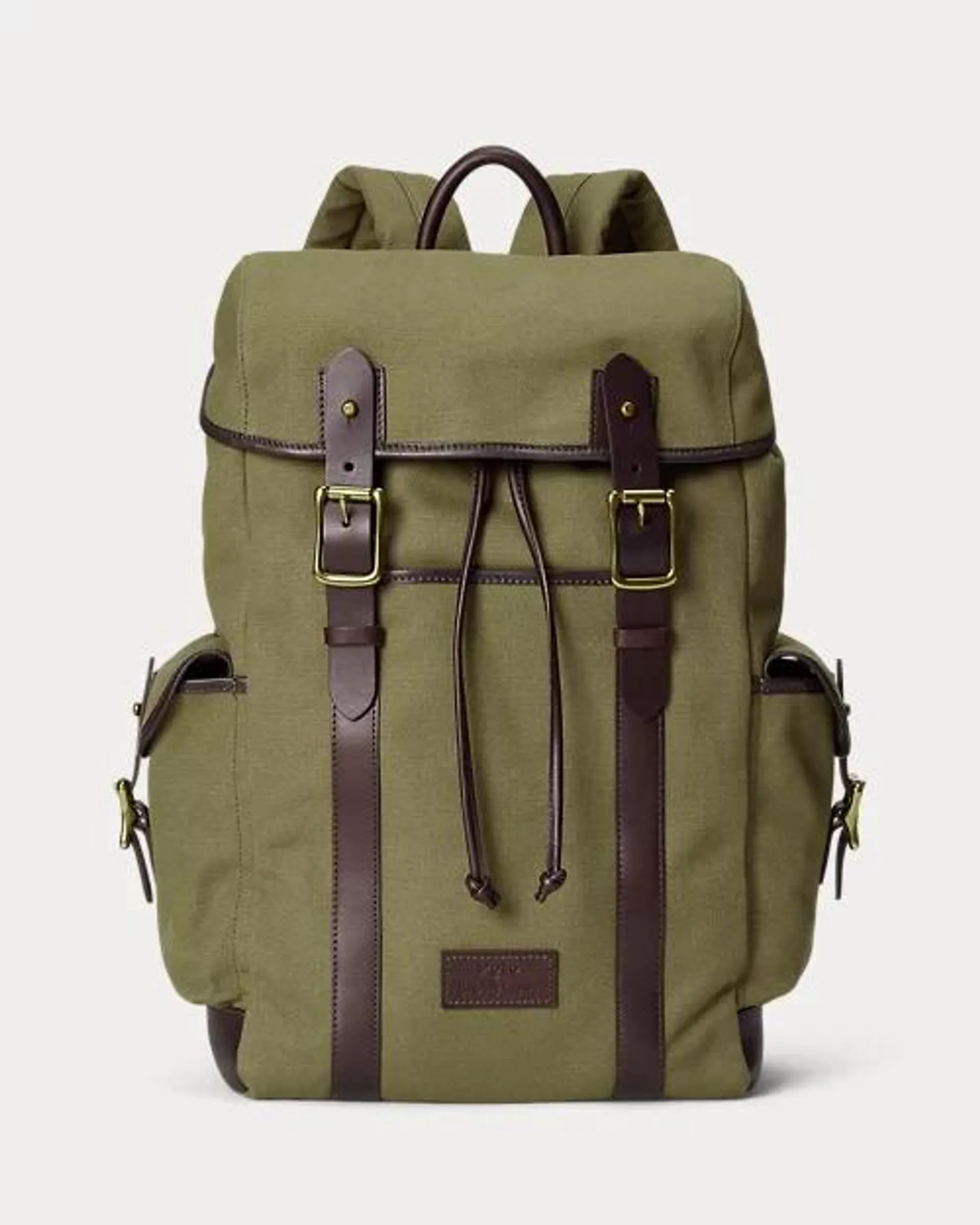 Leather-Trim Canvas Backpack