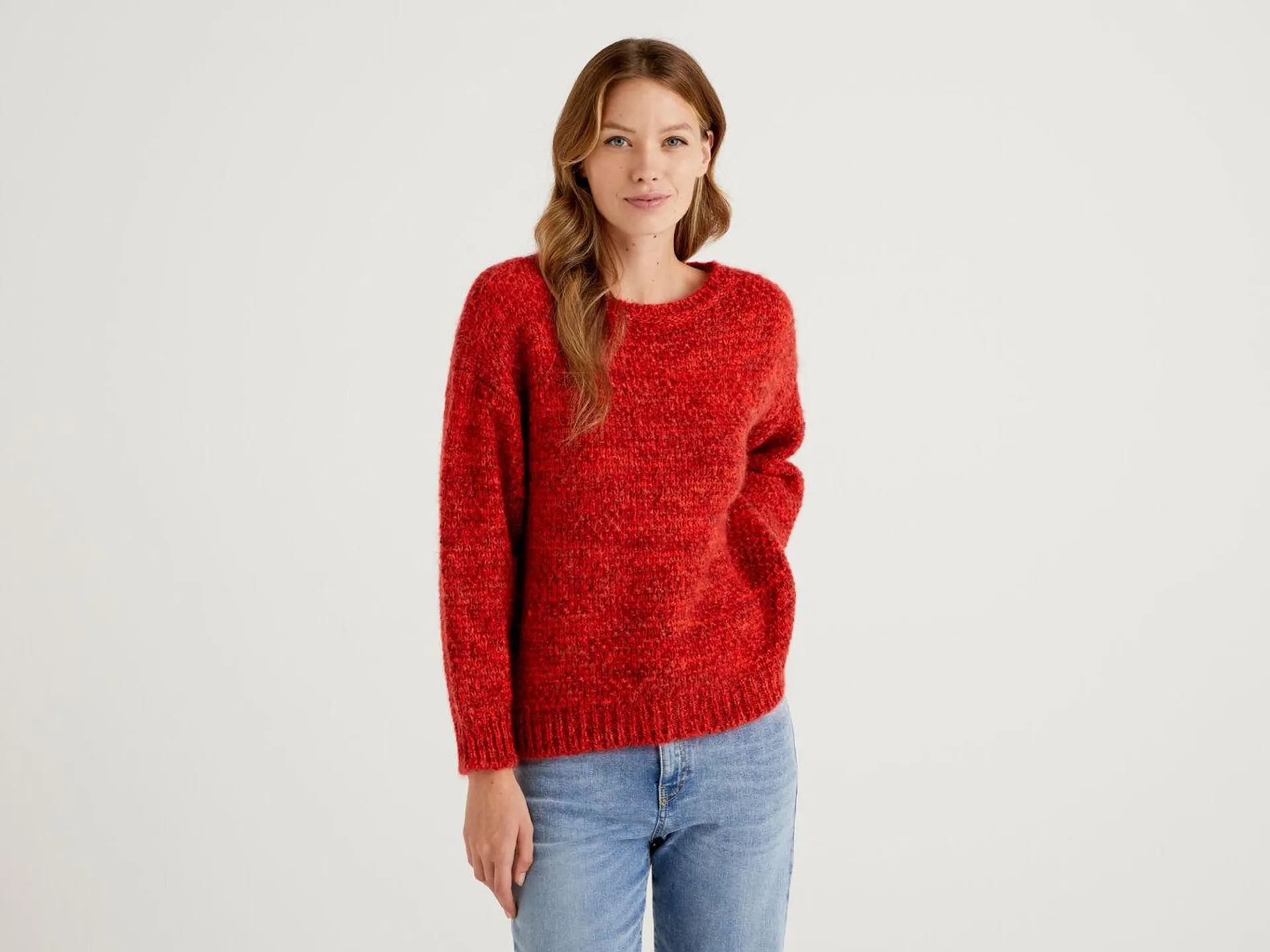 Benetton Mohair Blend Gensere Dame Rød | Norge-4128507