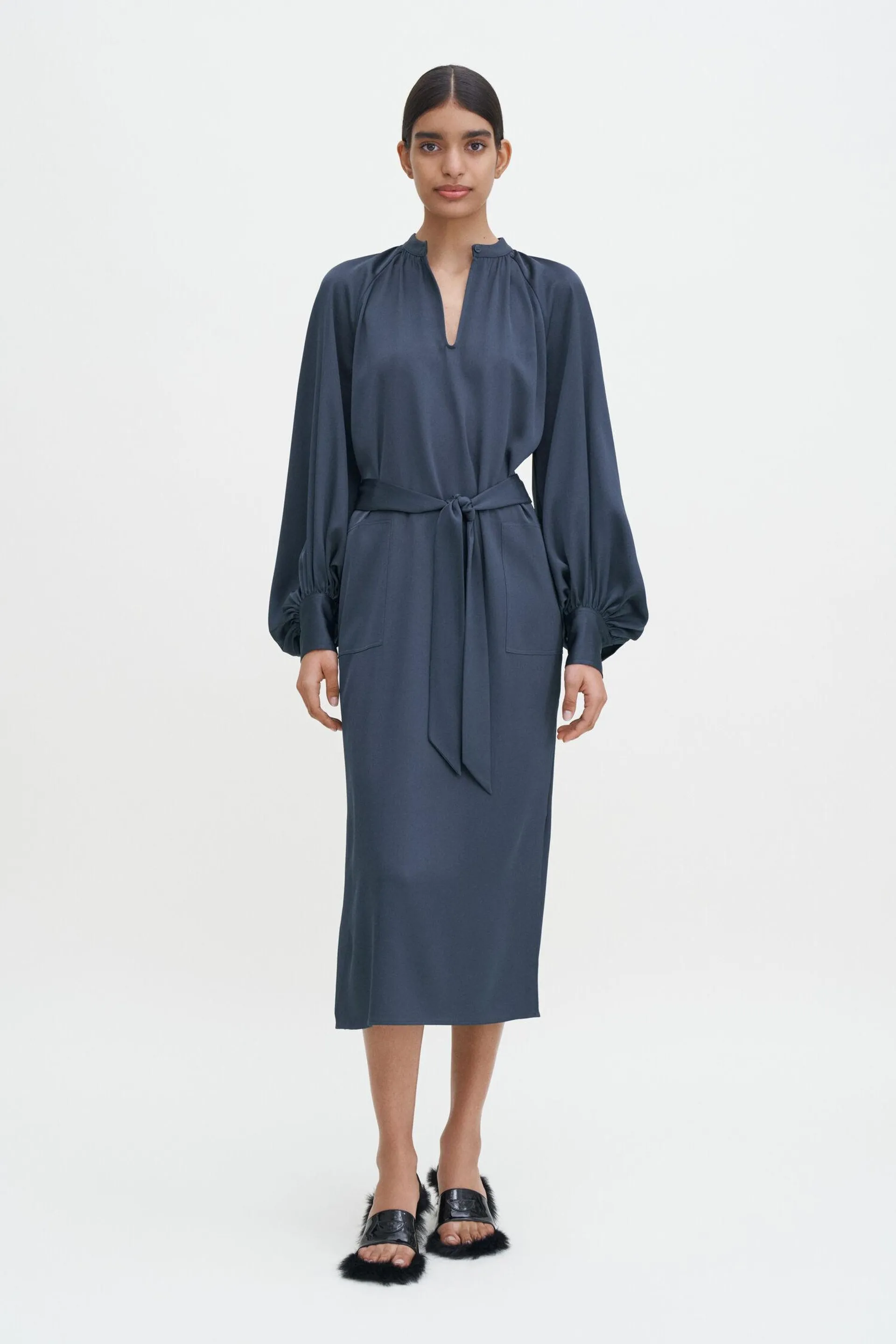 Belted Long Sleeve Dress