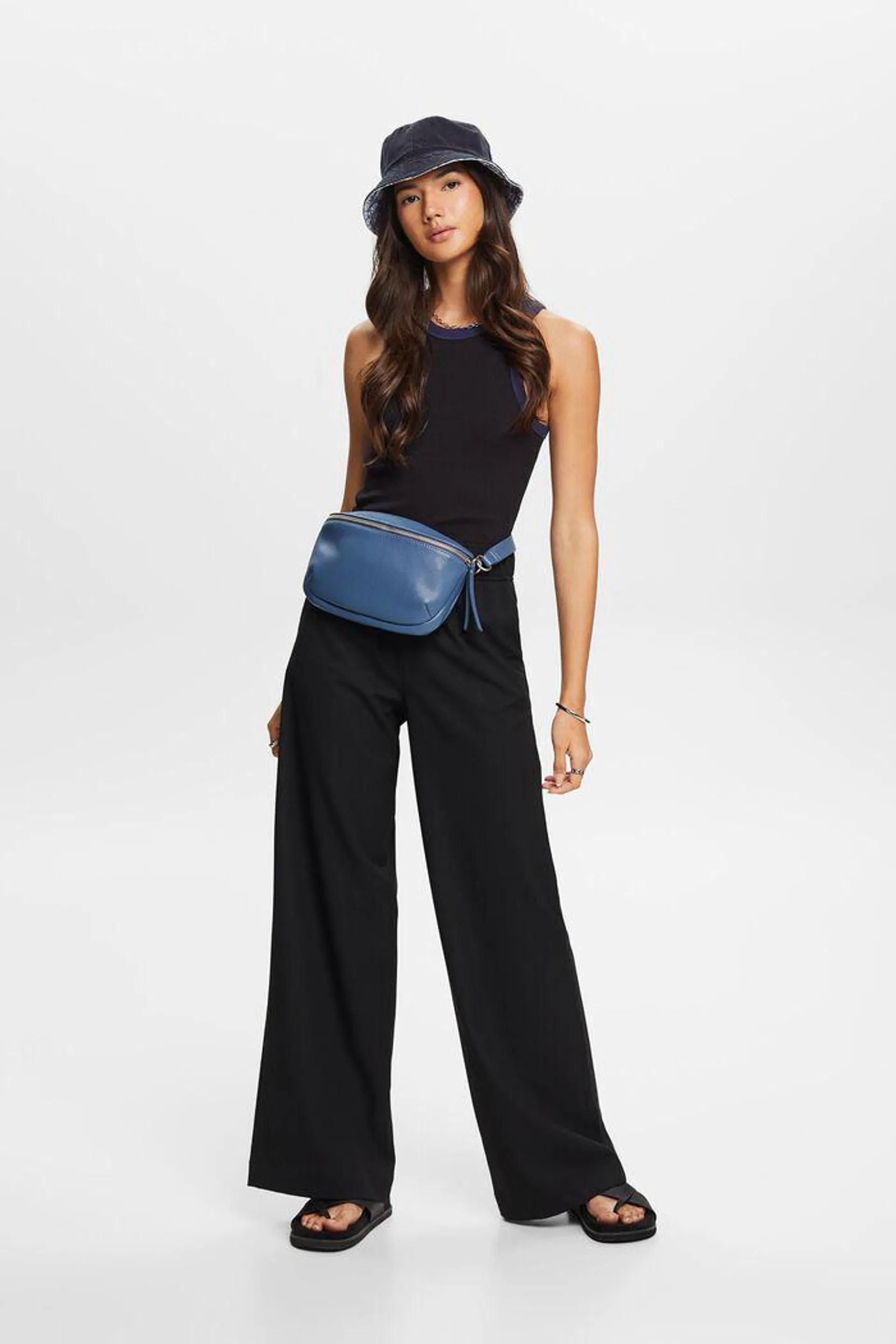 Ribbed jersey tank top, stretch cotton