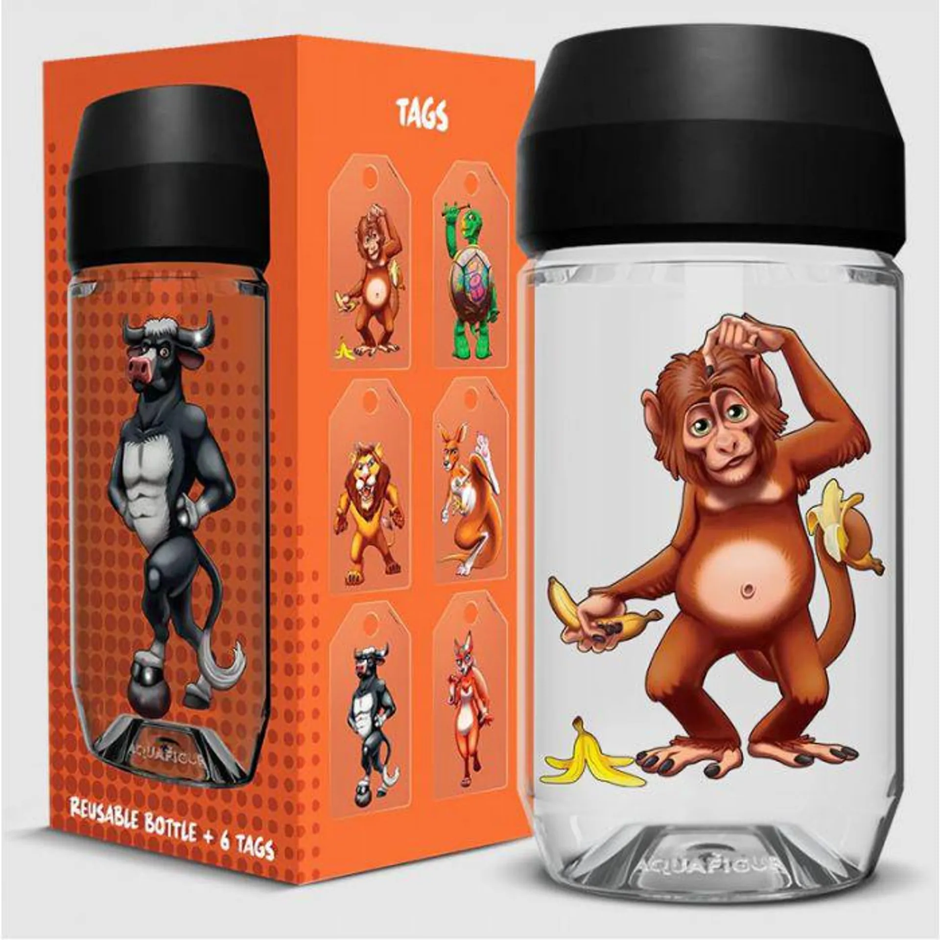 Aquafigure Flaske m/ 6 tags 330ml - Dyr