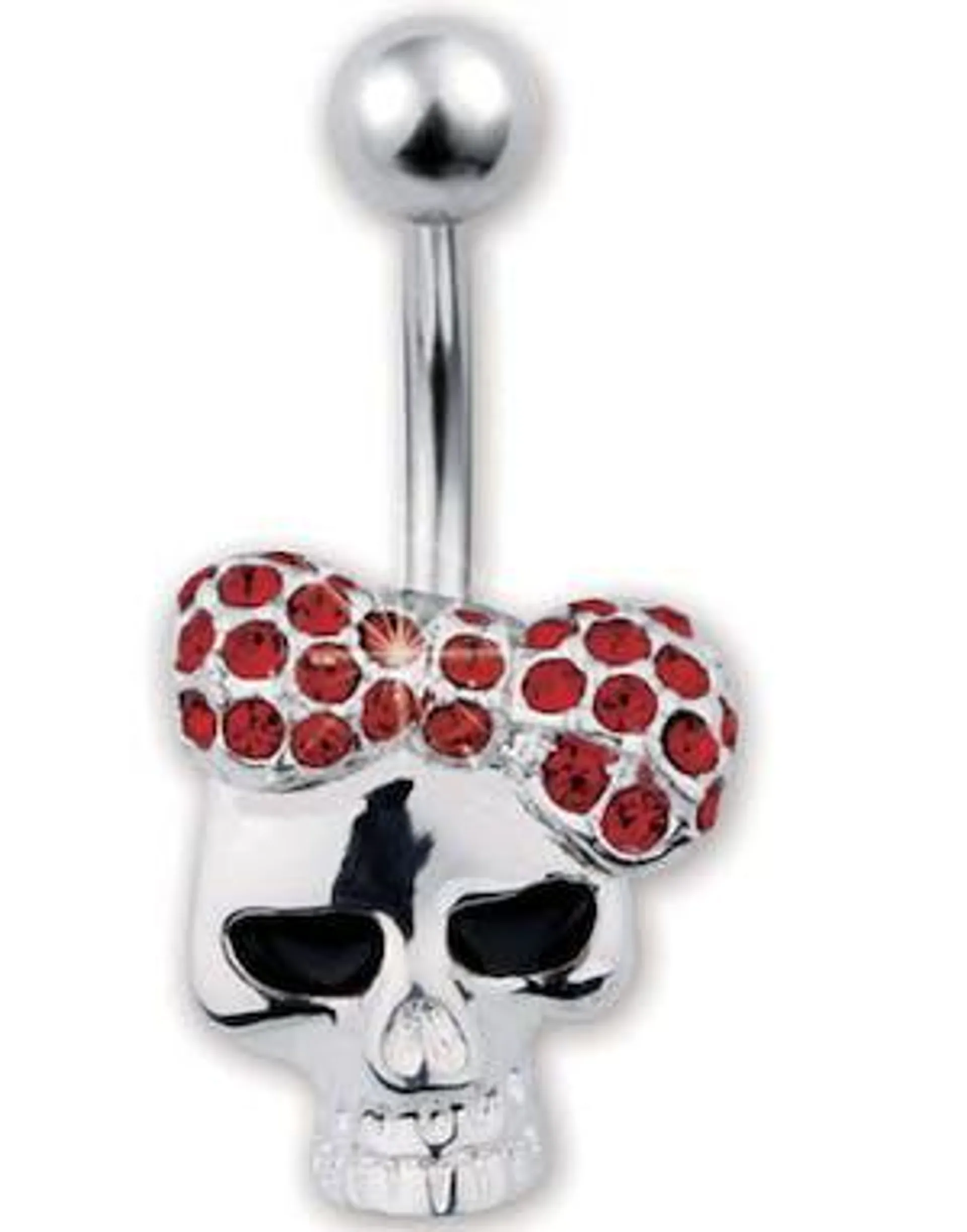 Skullhead With Bow Navlepiercing - Rød