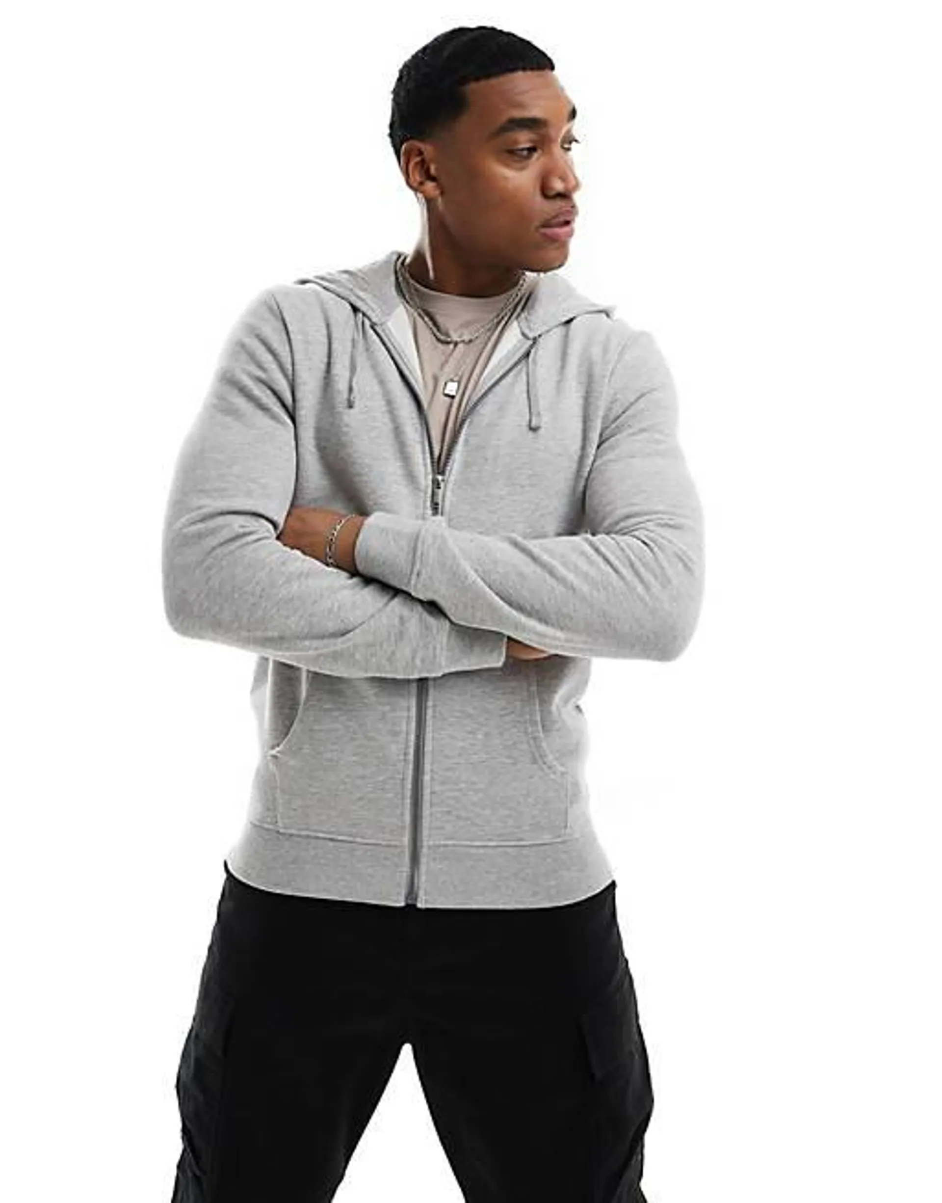 New Look zip through hoody in grey