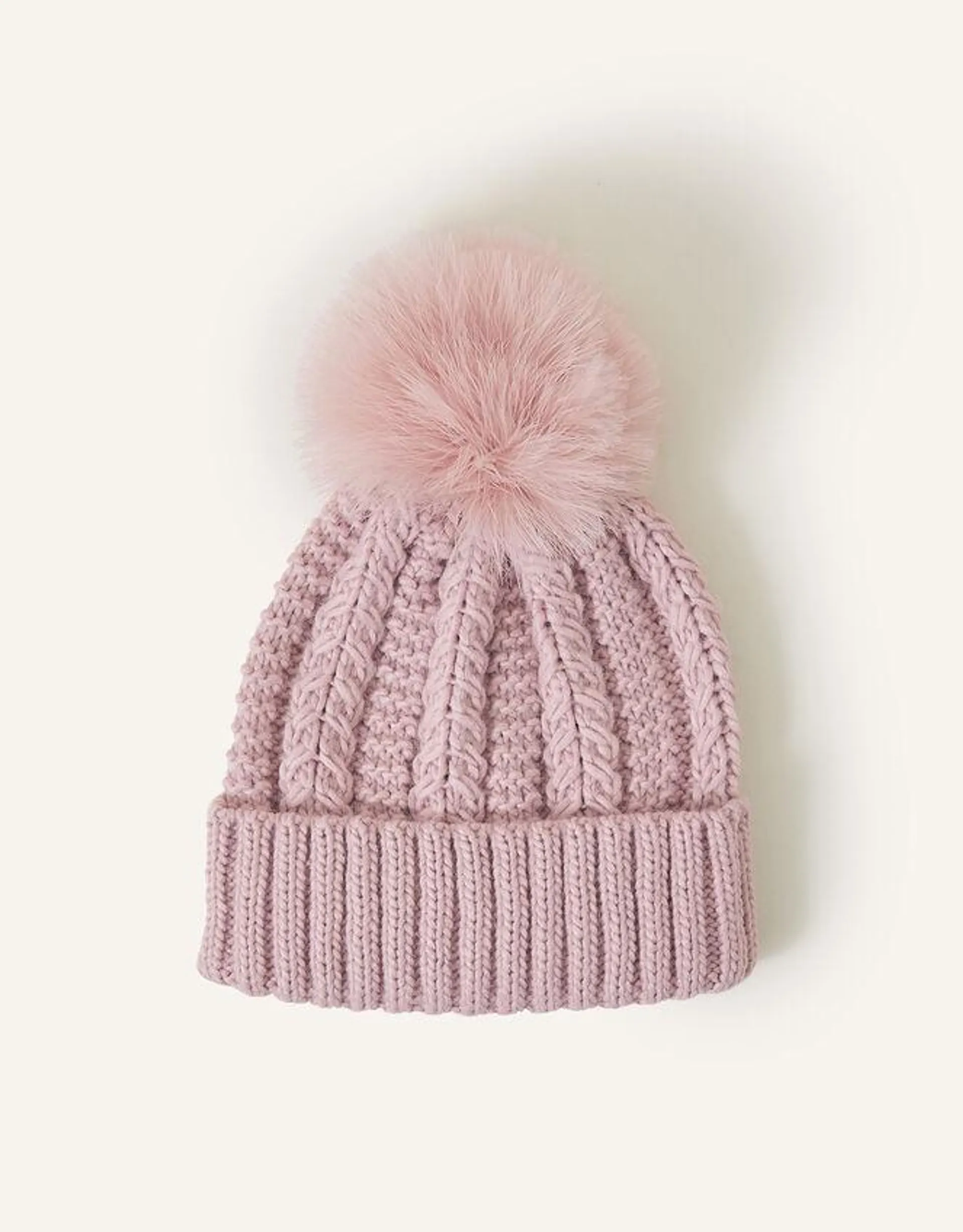 Pom-Pom Beanie Hat Pink