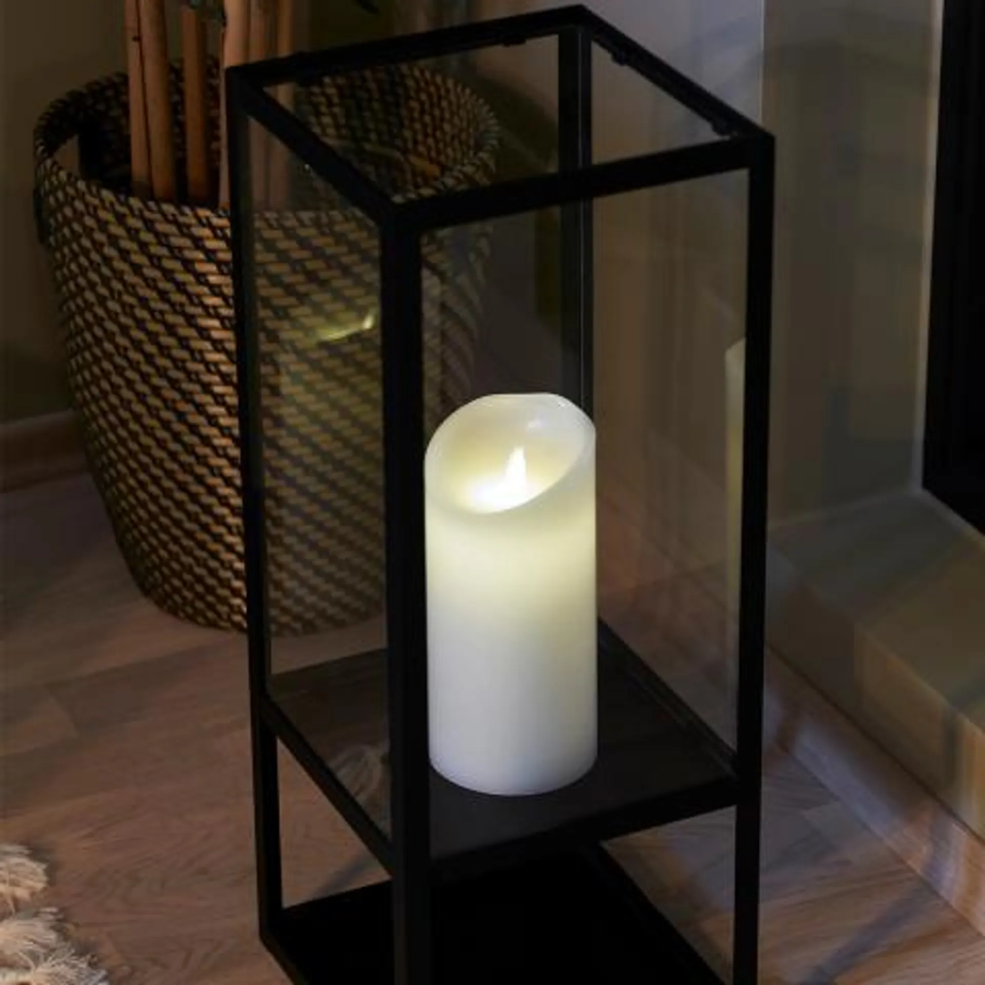 Cube lykt Sort 52cm