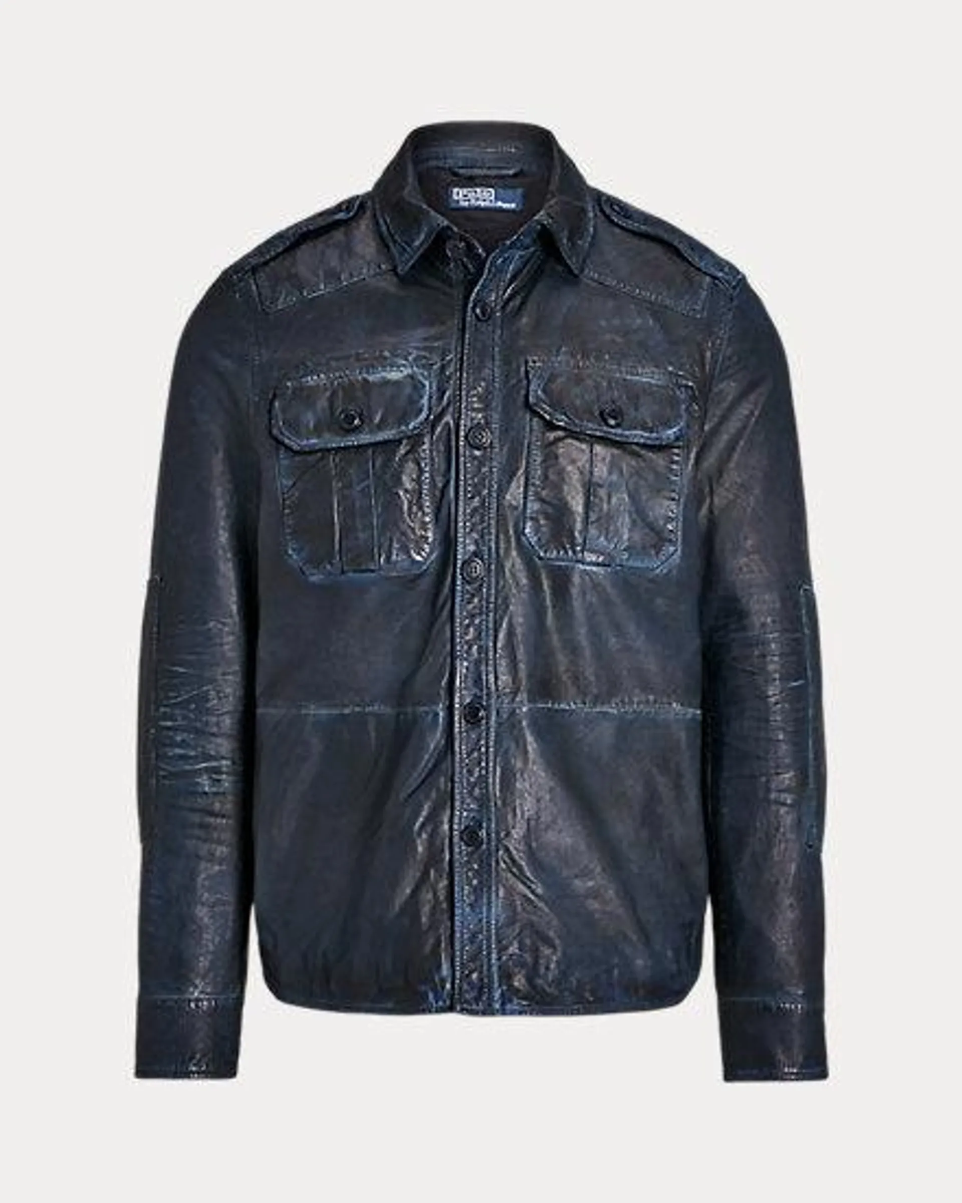 Indigo Leather Utility Jacket