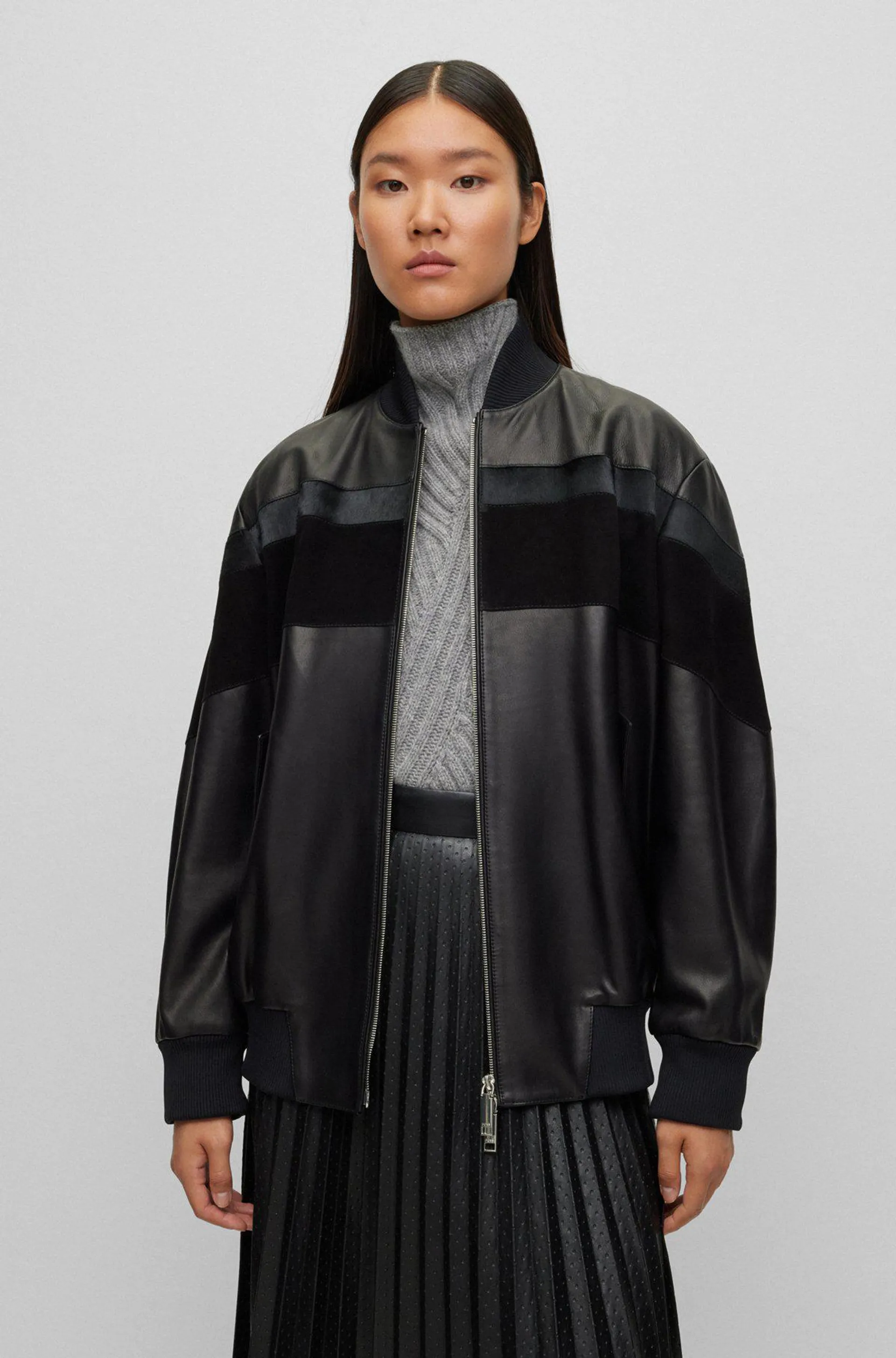 Relaxed-fit jacket with leather and suede