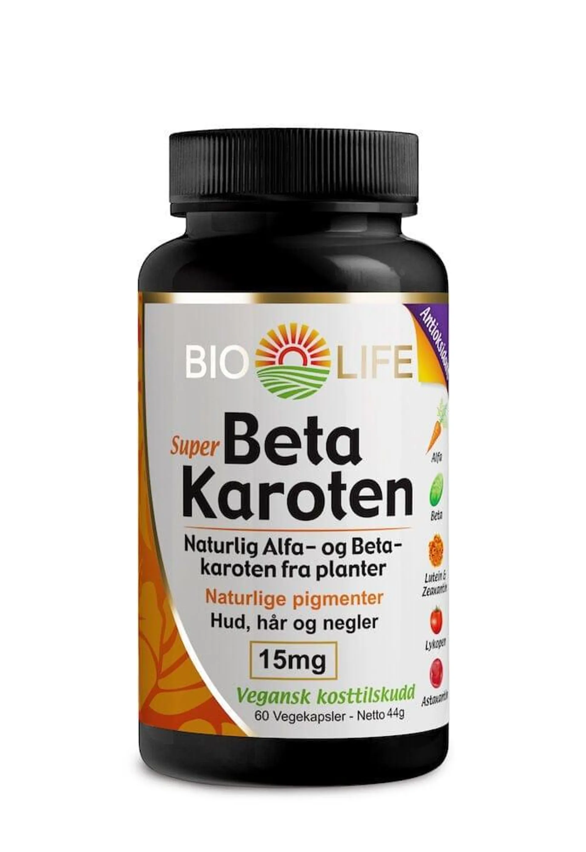 Bio Life Betakaroten 15mg - 60 kapsler