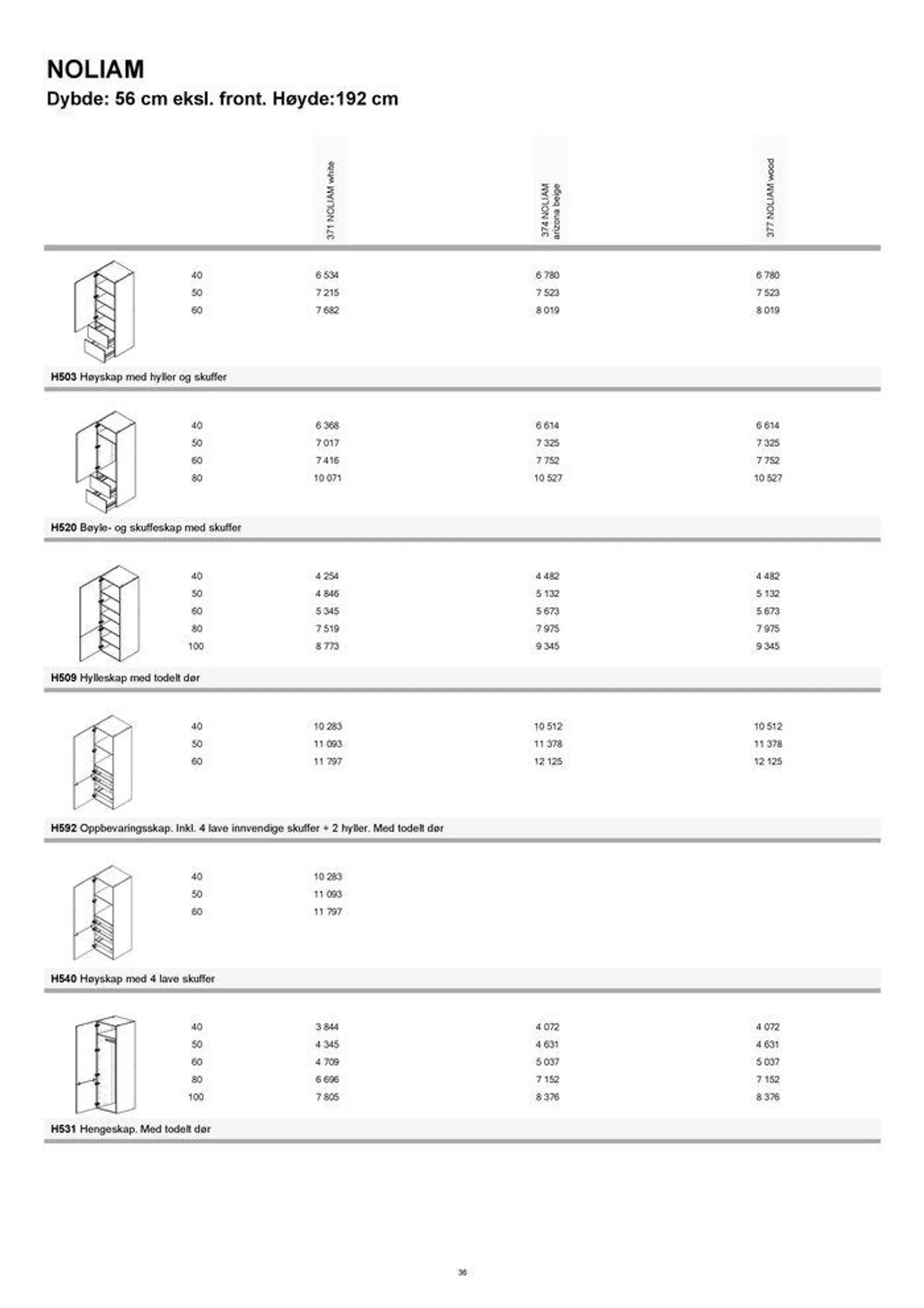 kvik kjøkken Garderobe prisliste. fra 4. september til 18. september 2024 - kundeavisside 36