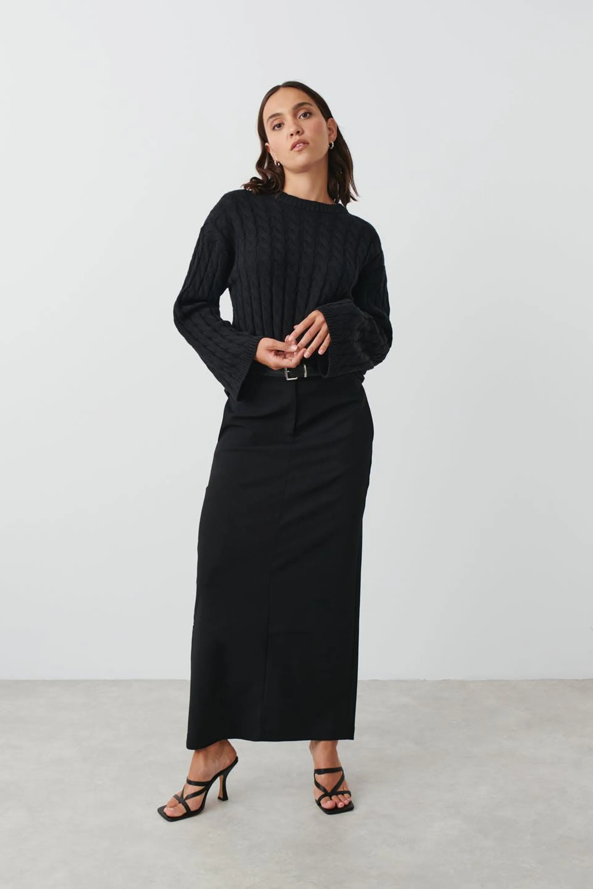 Knitted cable sweater