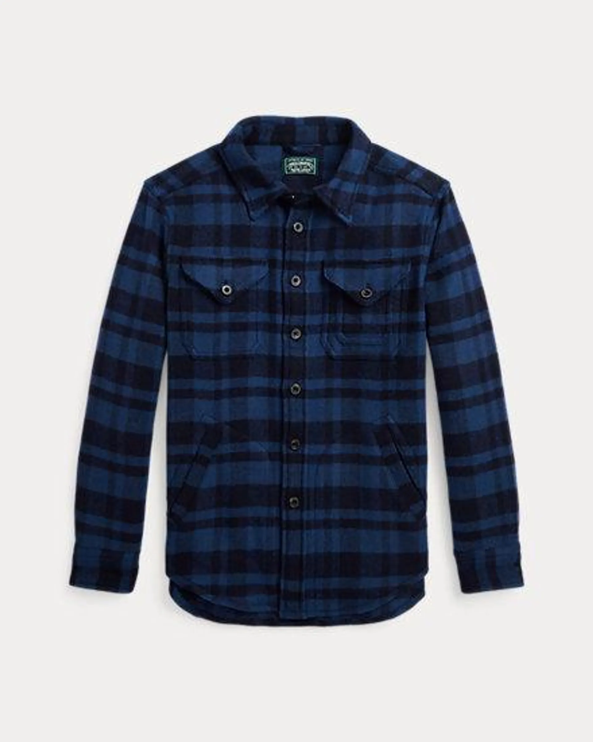 Plaid Wool-Blend Twill Overshirt