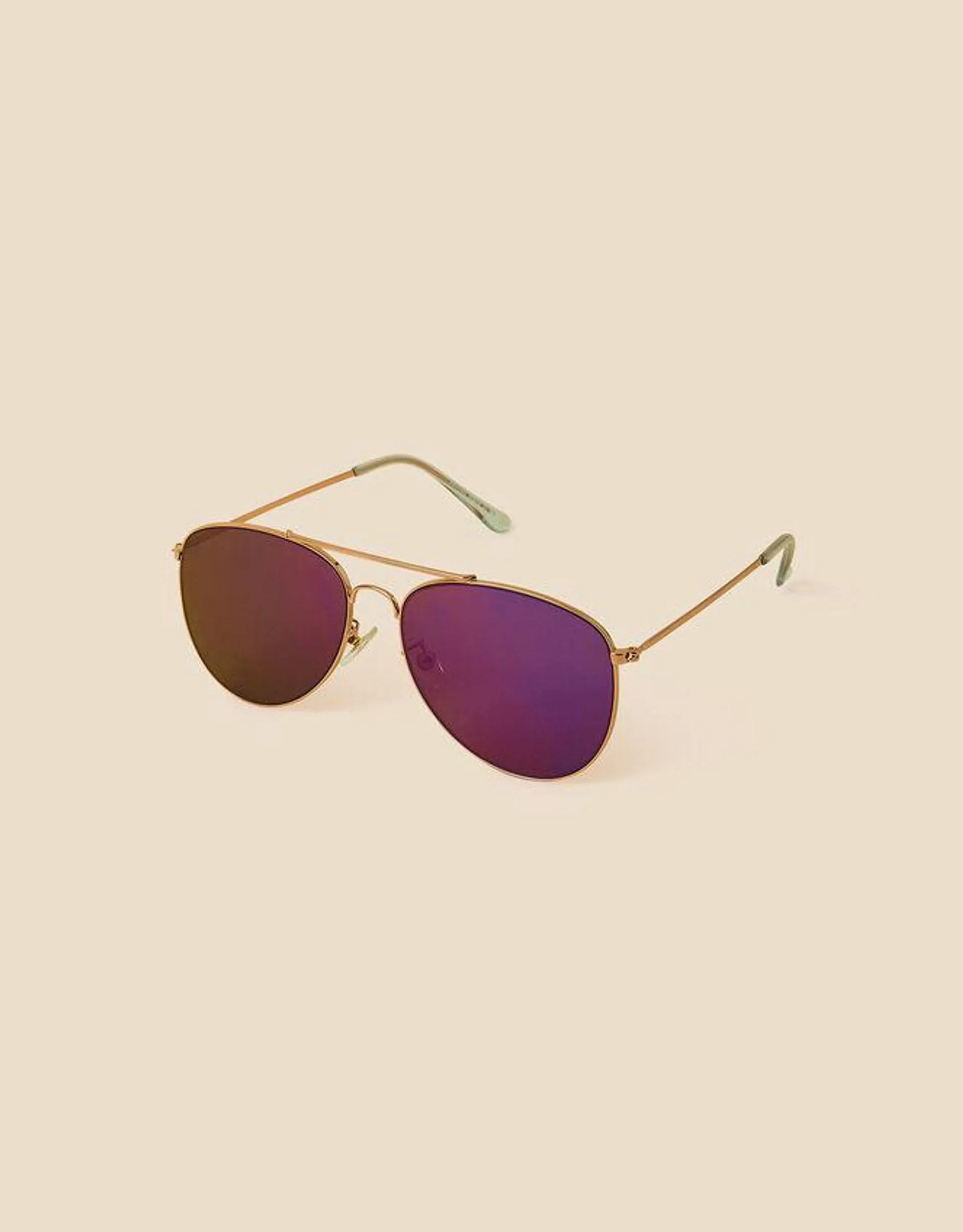 Mirrored Lens Aviator Sunglasses