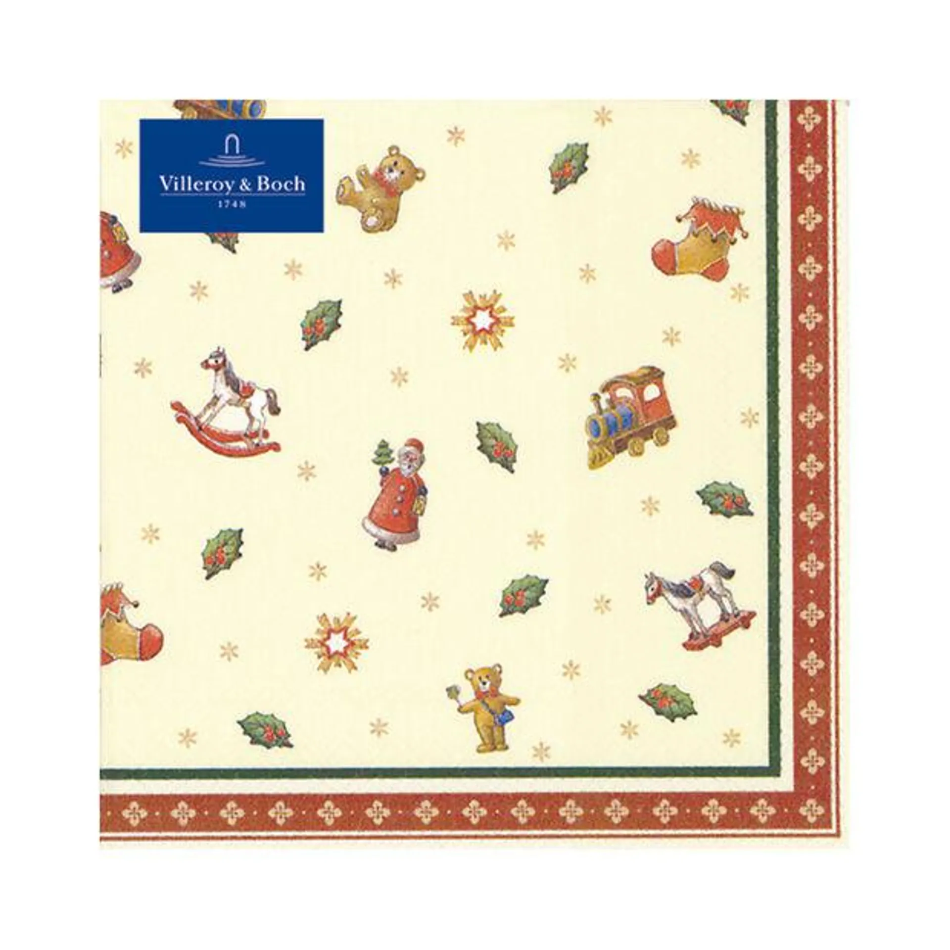 Winter Specials Toys lunch napkin scattered motifs, green/red/gold, 20 pieces, 33 x 33 cm