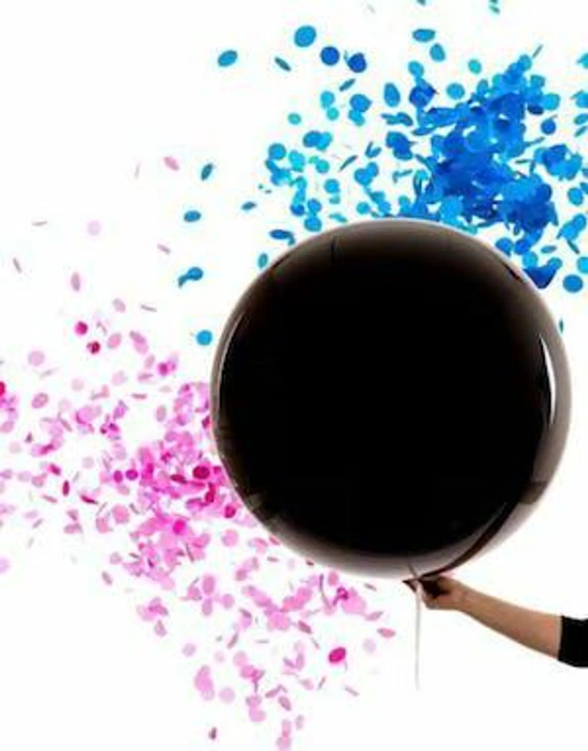 Svart Gender Reveal Ballong med Konfetti - 40 cm