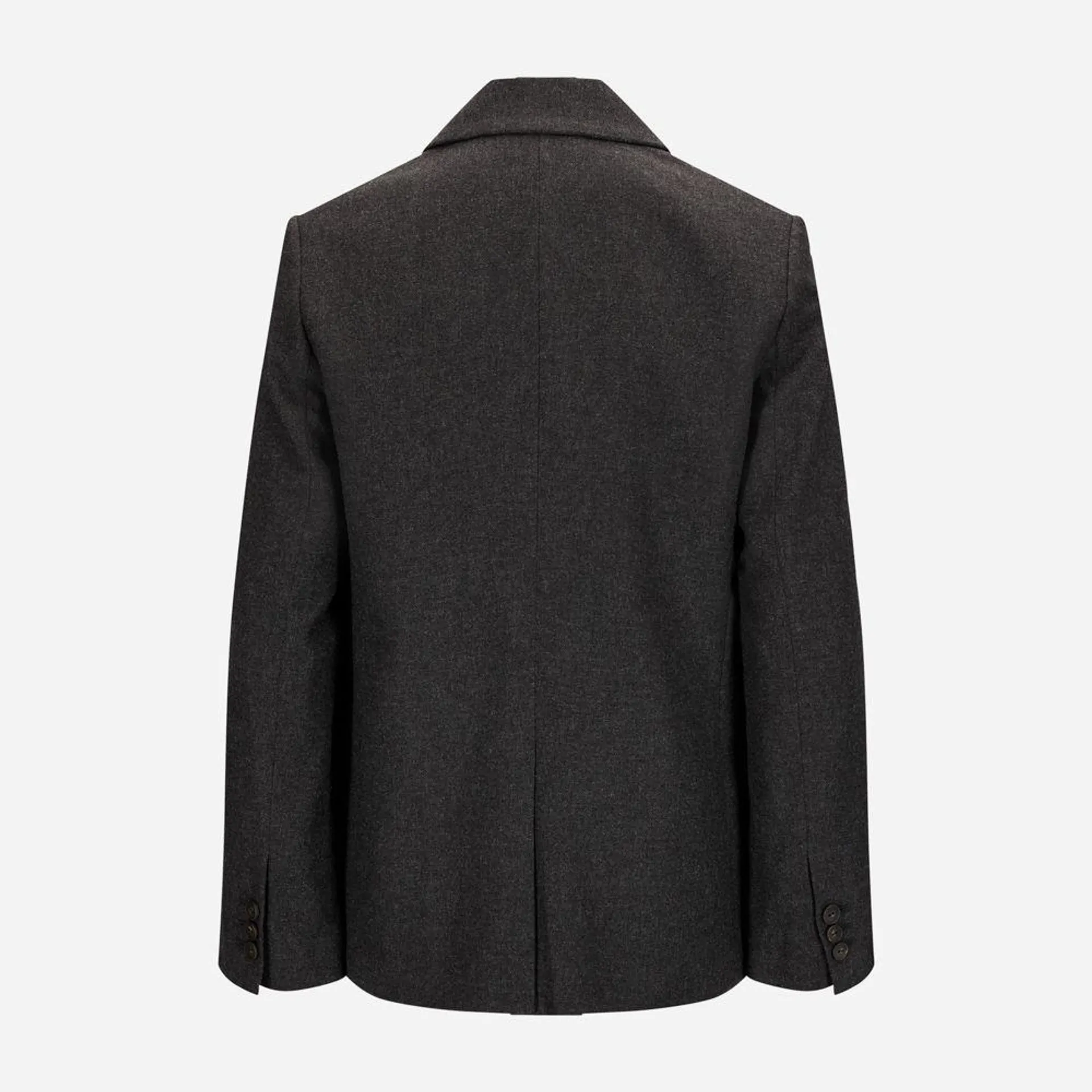 Wool Single Breasted Blazer - Charcoal