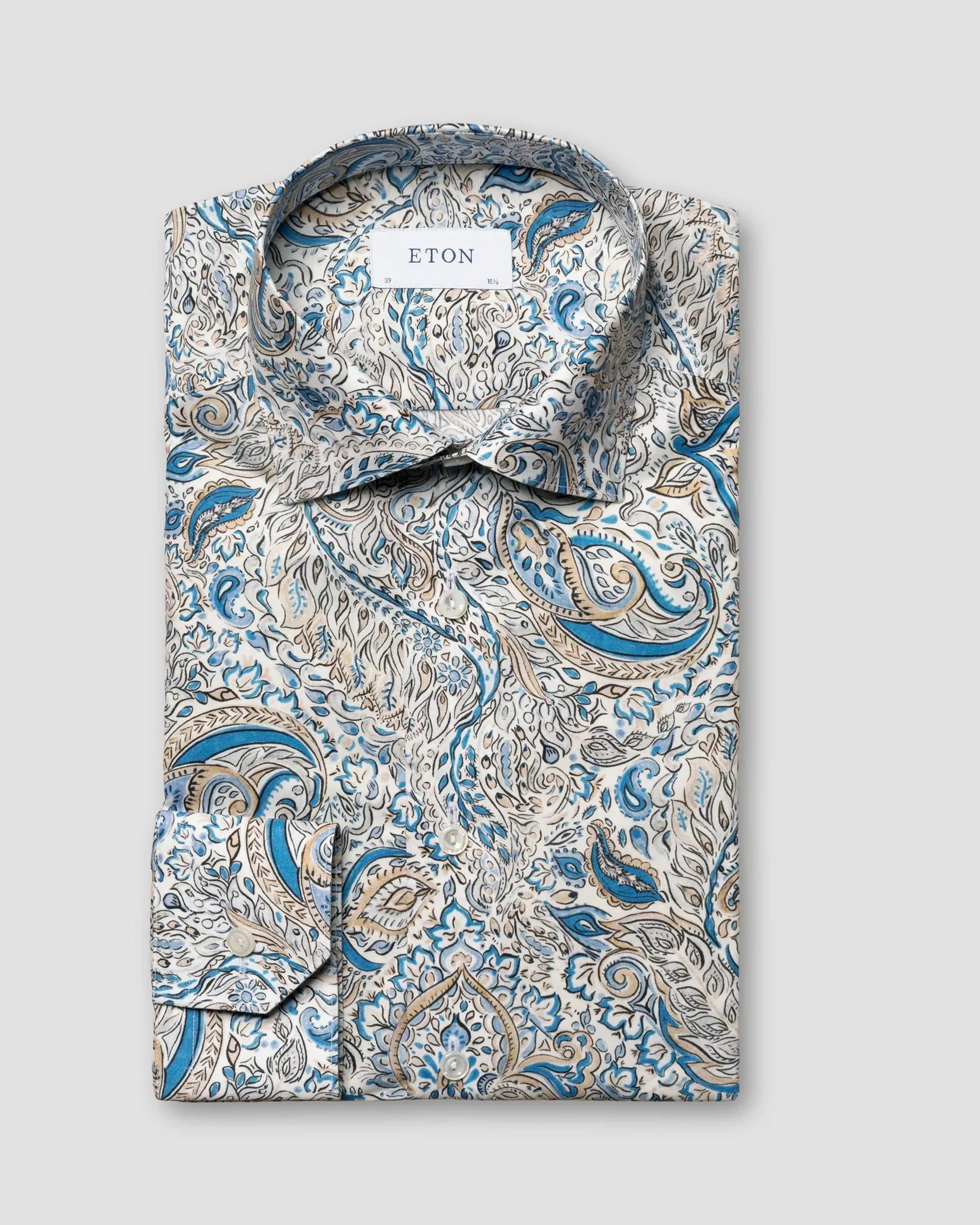 Blue Paisley Print Fine Twill Shirt