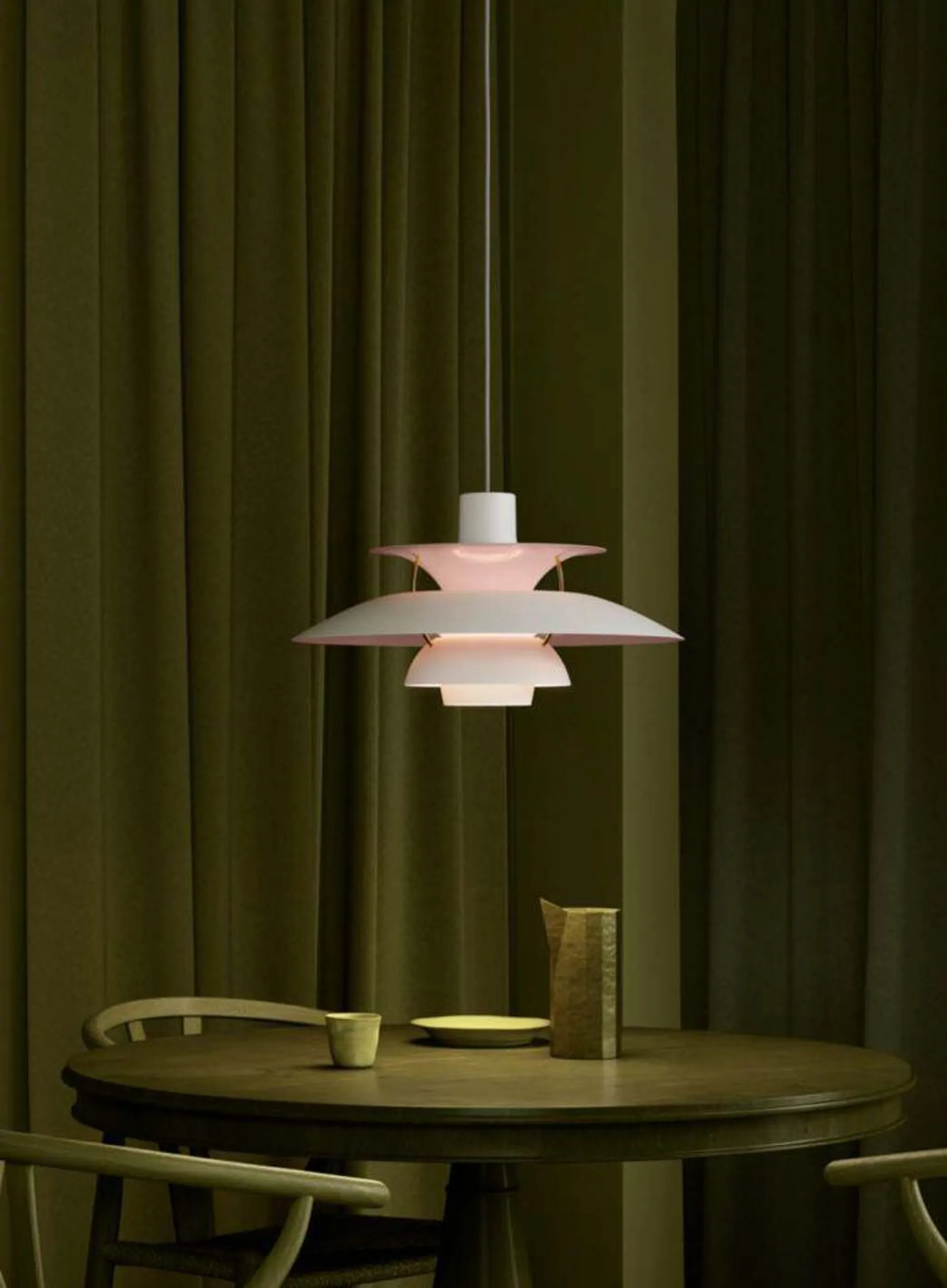 PH 5 anniversary taklampe Ø50 - matt hvit/pale rose