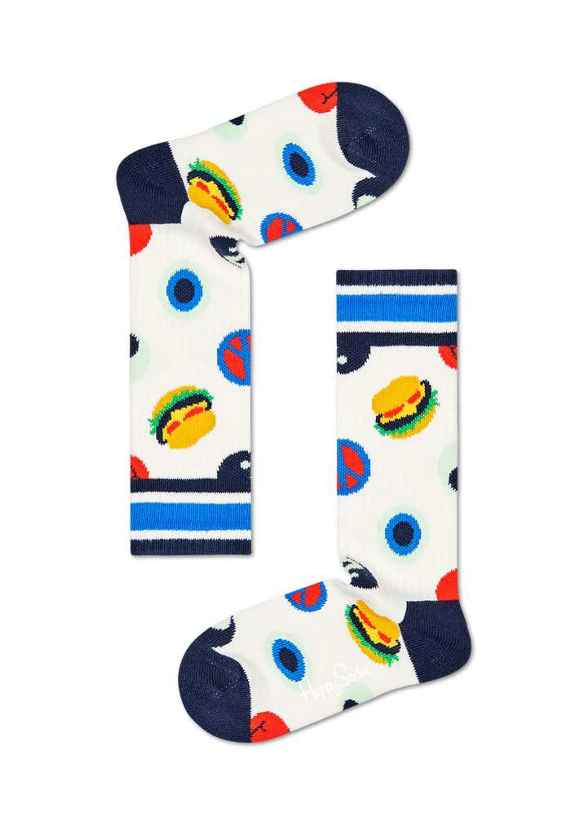 Kids Hamburger Peace Yin Yang Rib Sock