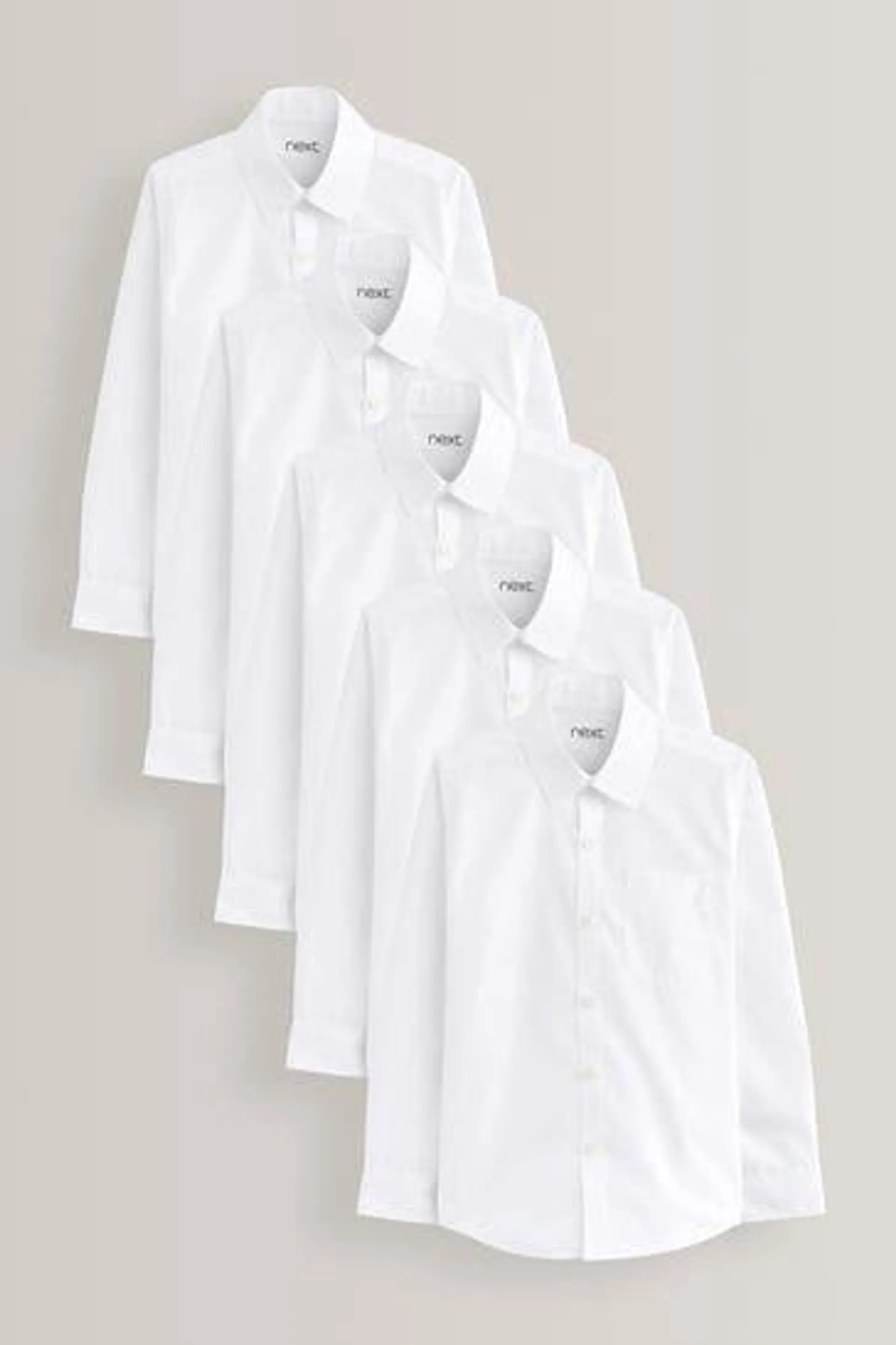 White 5 Pack Long Sleeve School Shirts (3-17yrs)