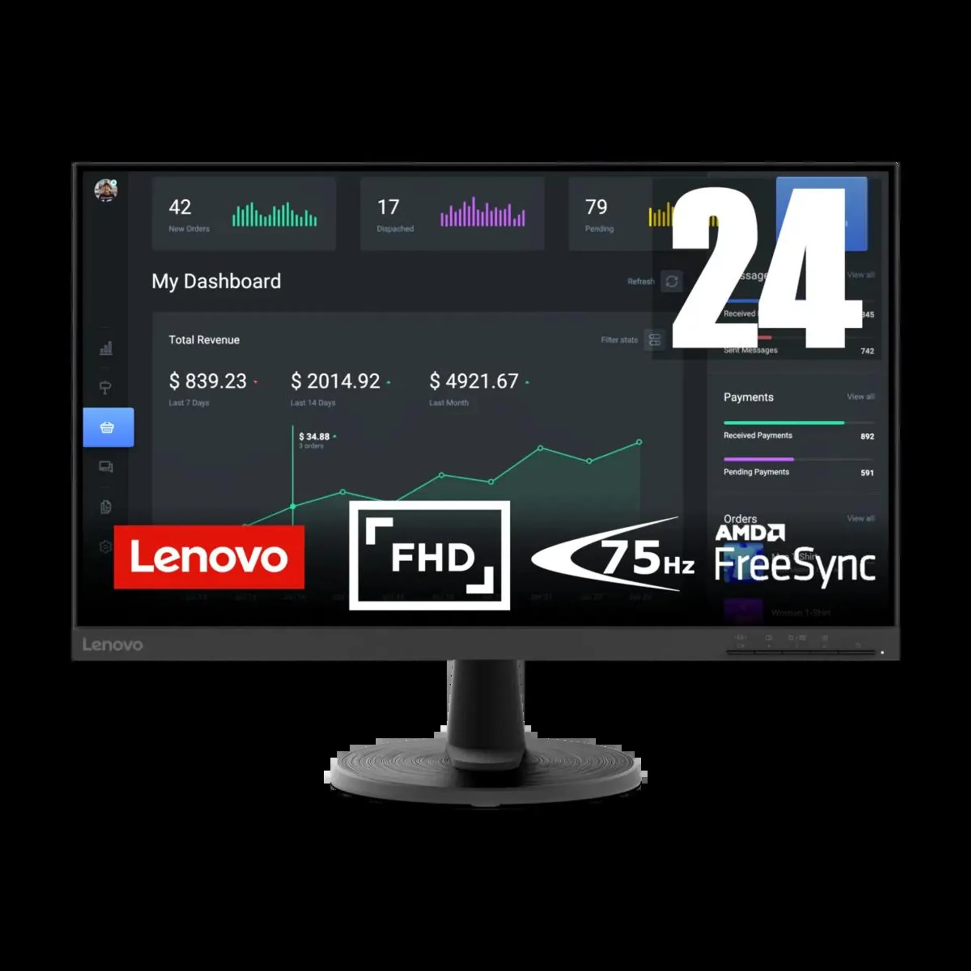 23,8" Full HD-skjerm for allsidig bruk