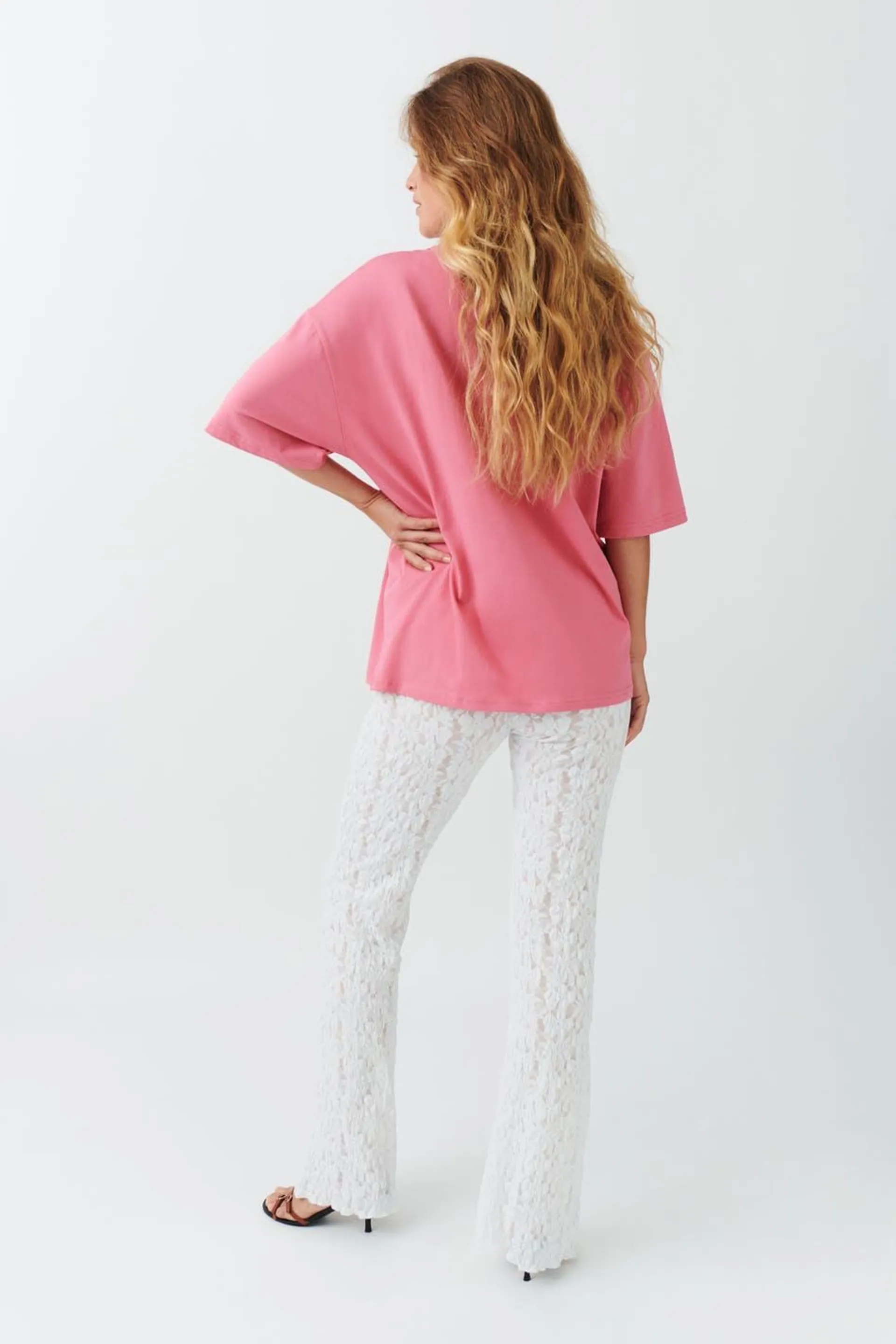 Lace flare trousers