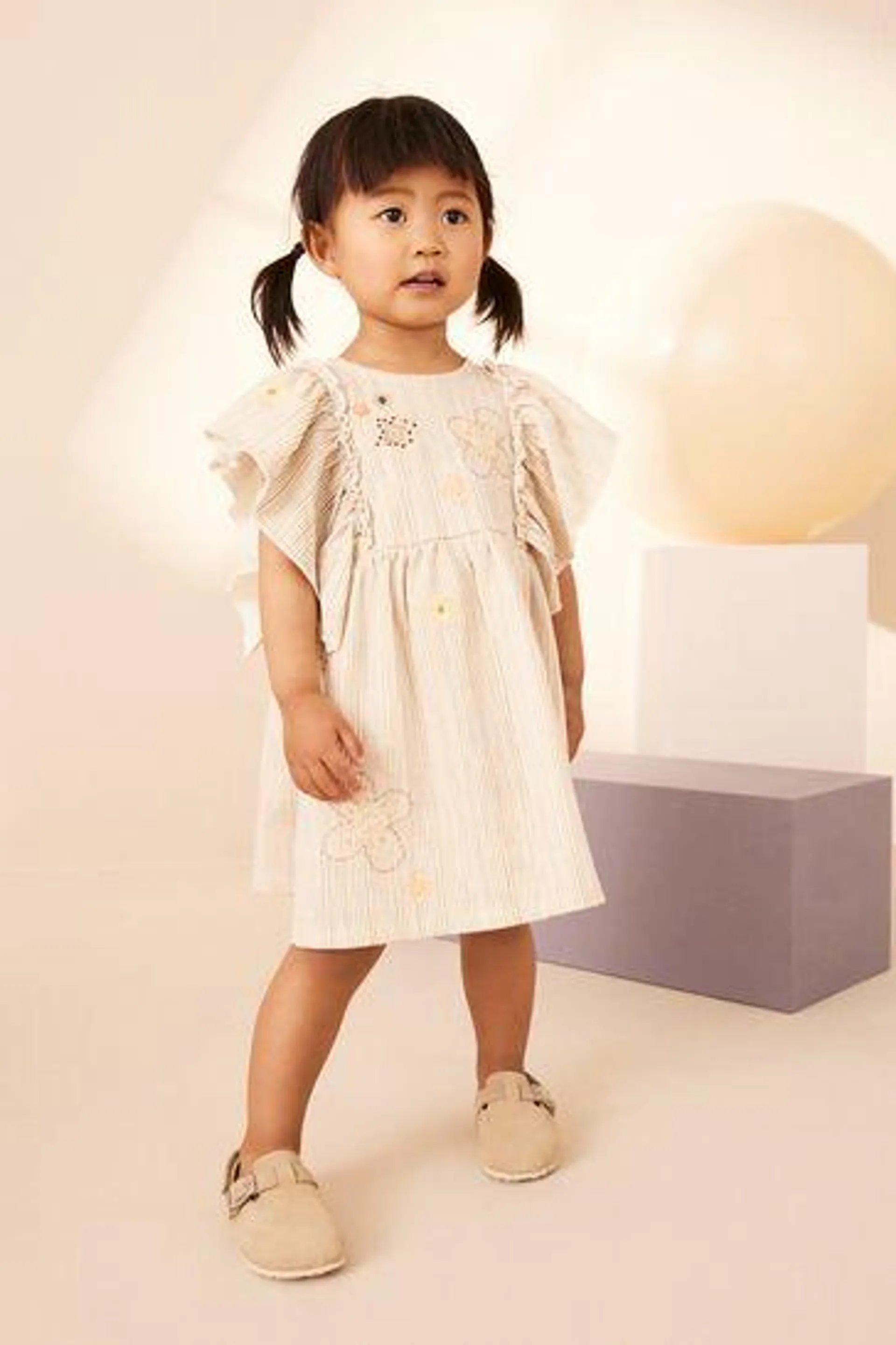 Short Sleeve Embroidered Dress (3mths-7yrs)