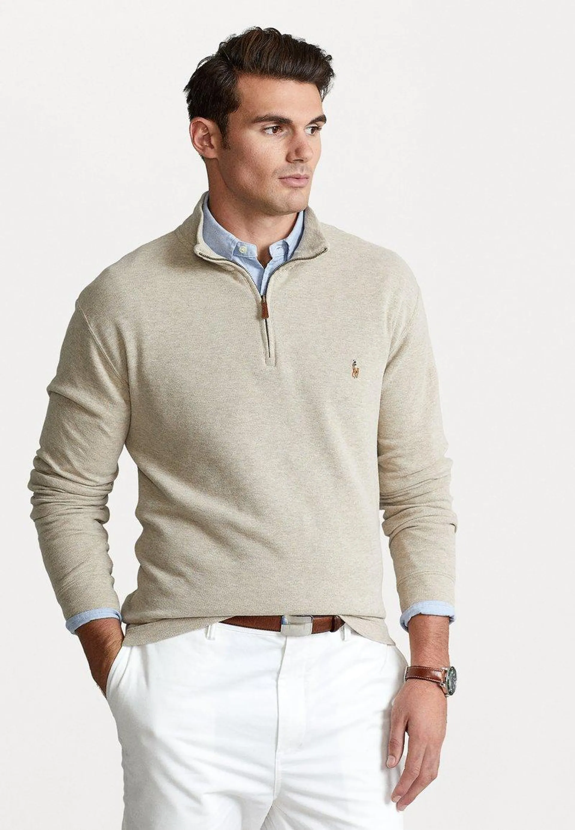 ESTATE RIB QUARTER ZIP PULLOVER - Strikkegenser