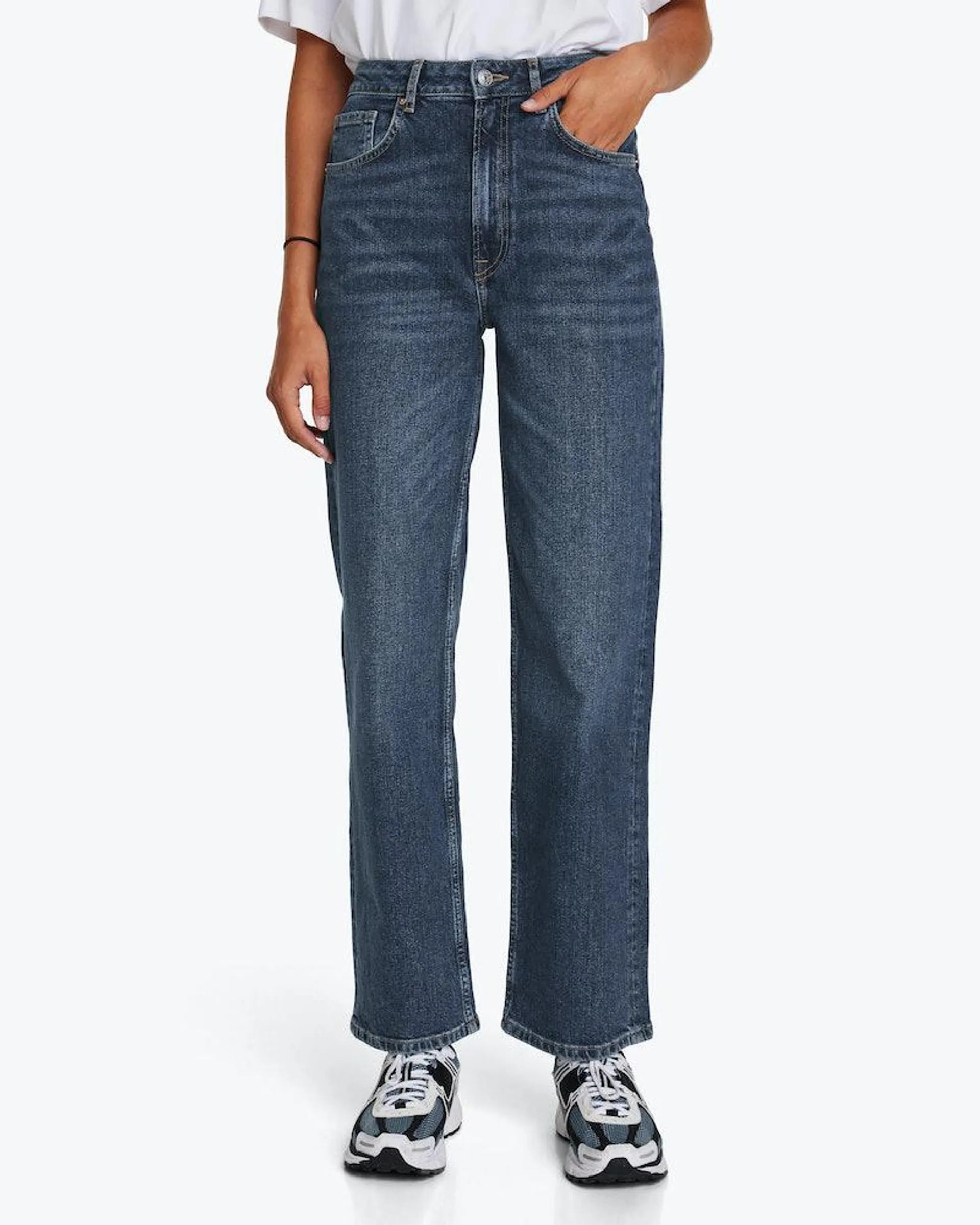 Straight Mørk Blå Jeans