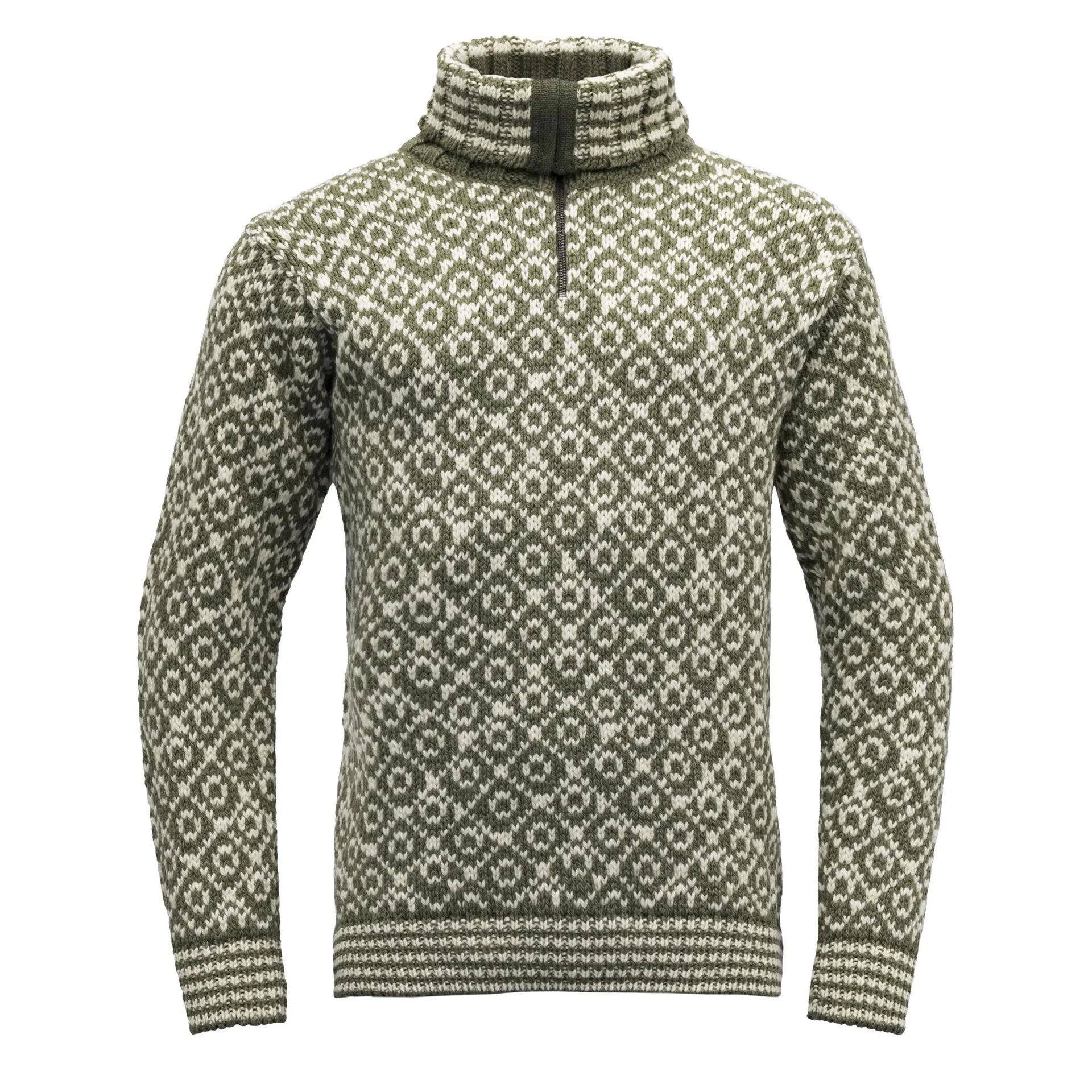 Devold Svalbard Wool Zip Neck Olive/Offwhite