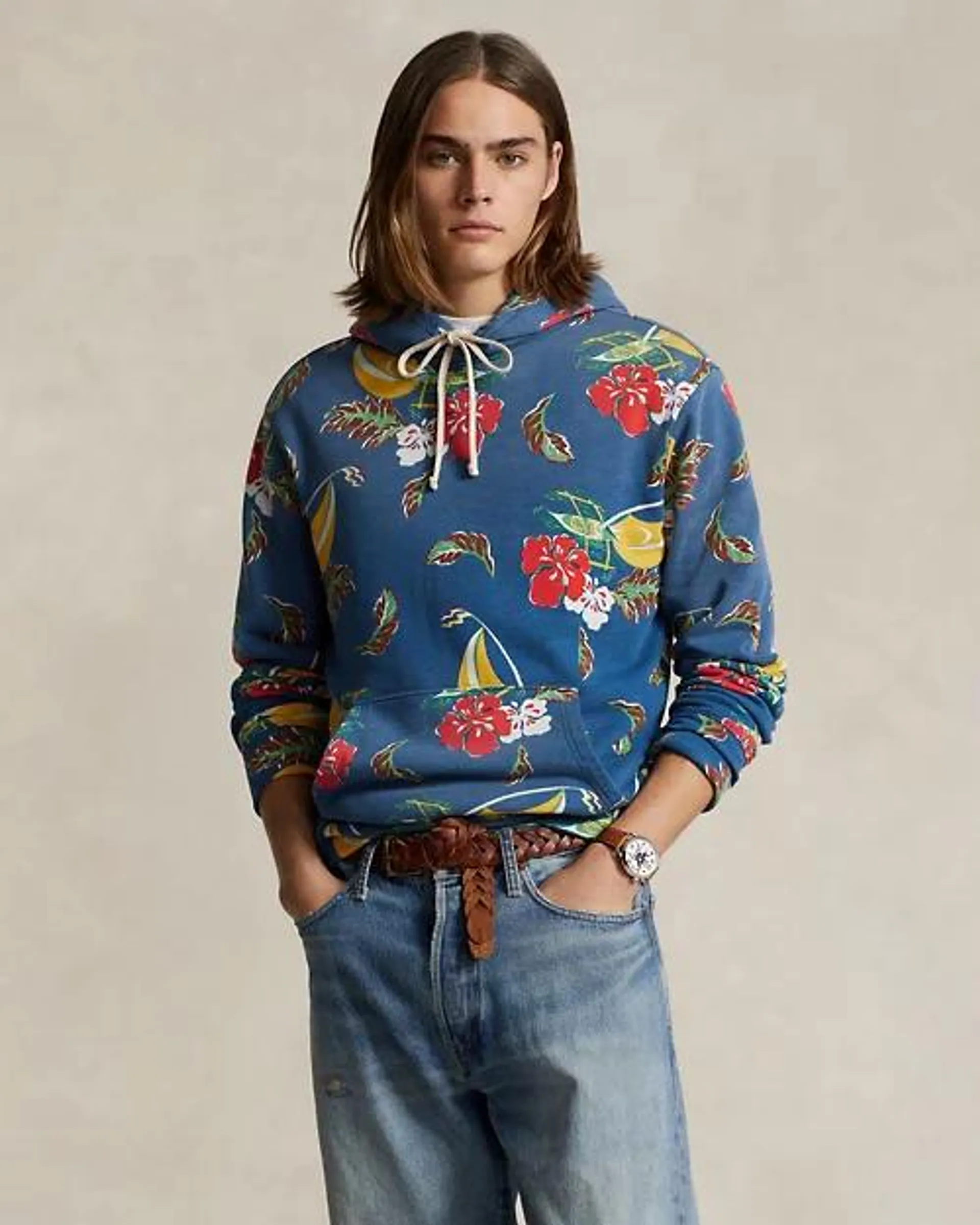 Sailboat-Floral Fleece Hoodie