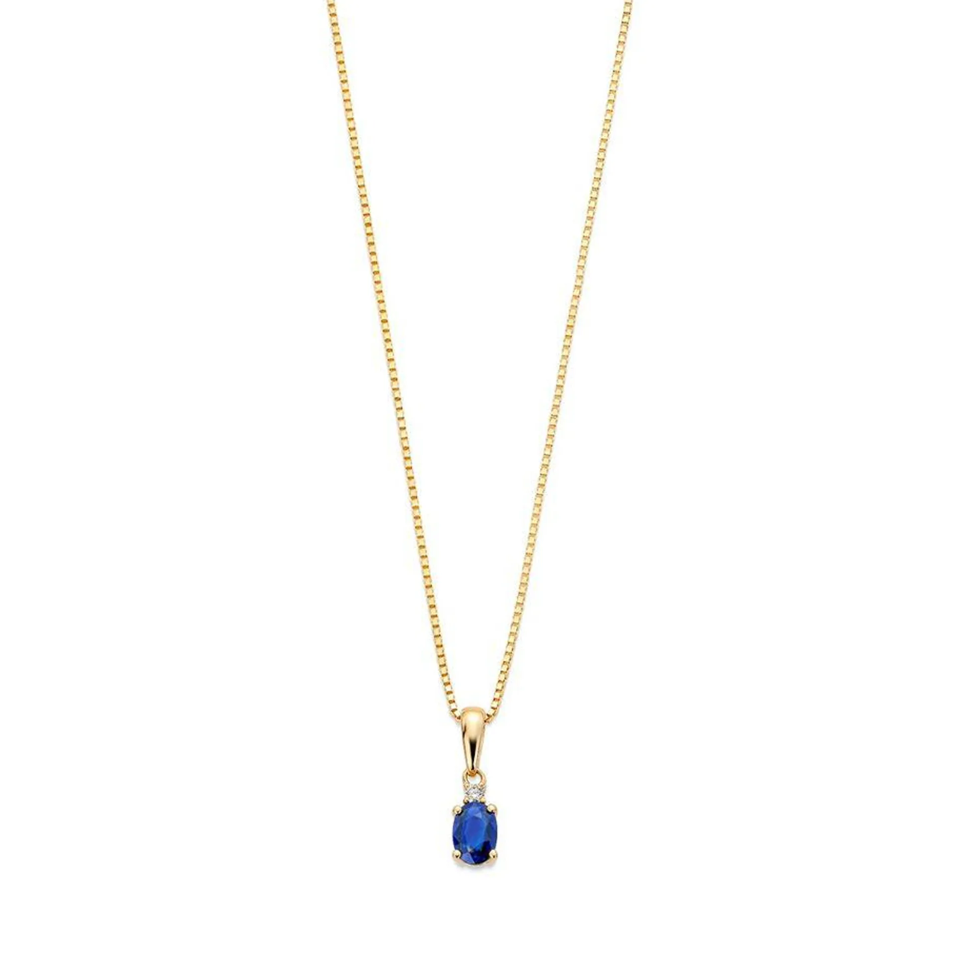 Halssmykke Safir 375 Gult Gull