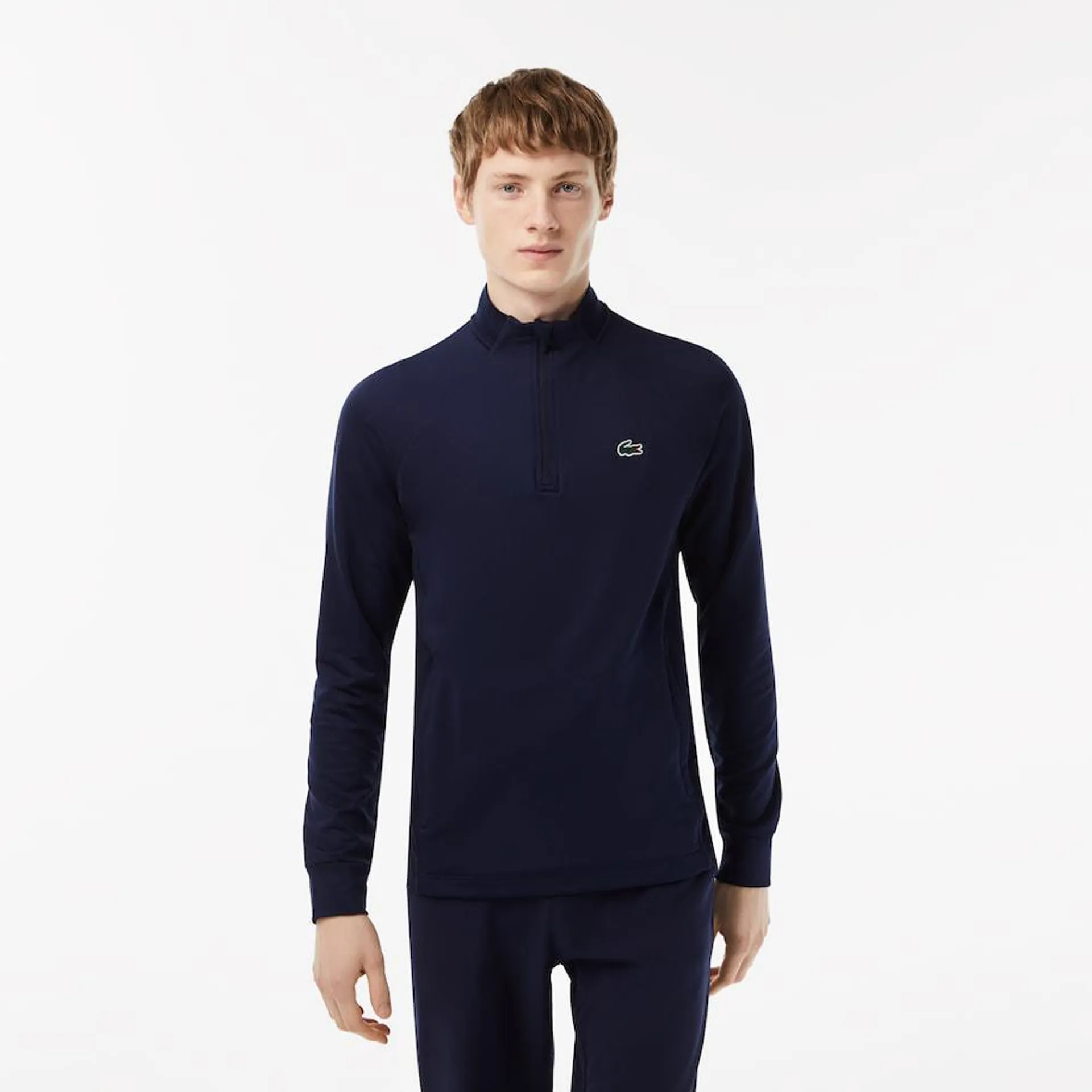 Men’s Lacoste Golf Sweatshirt with Inset Crew Neck