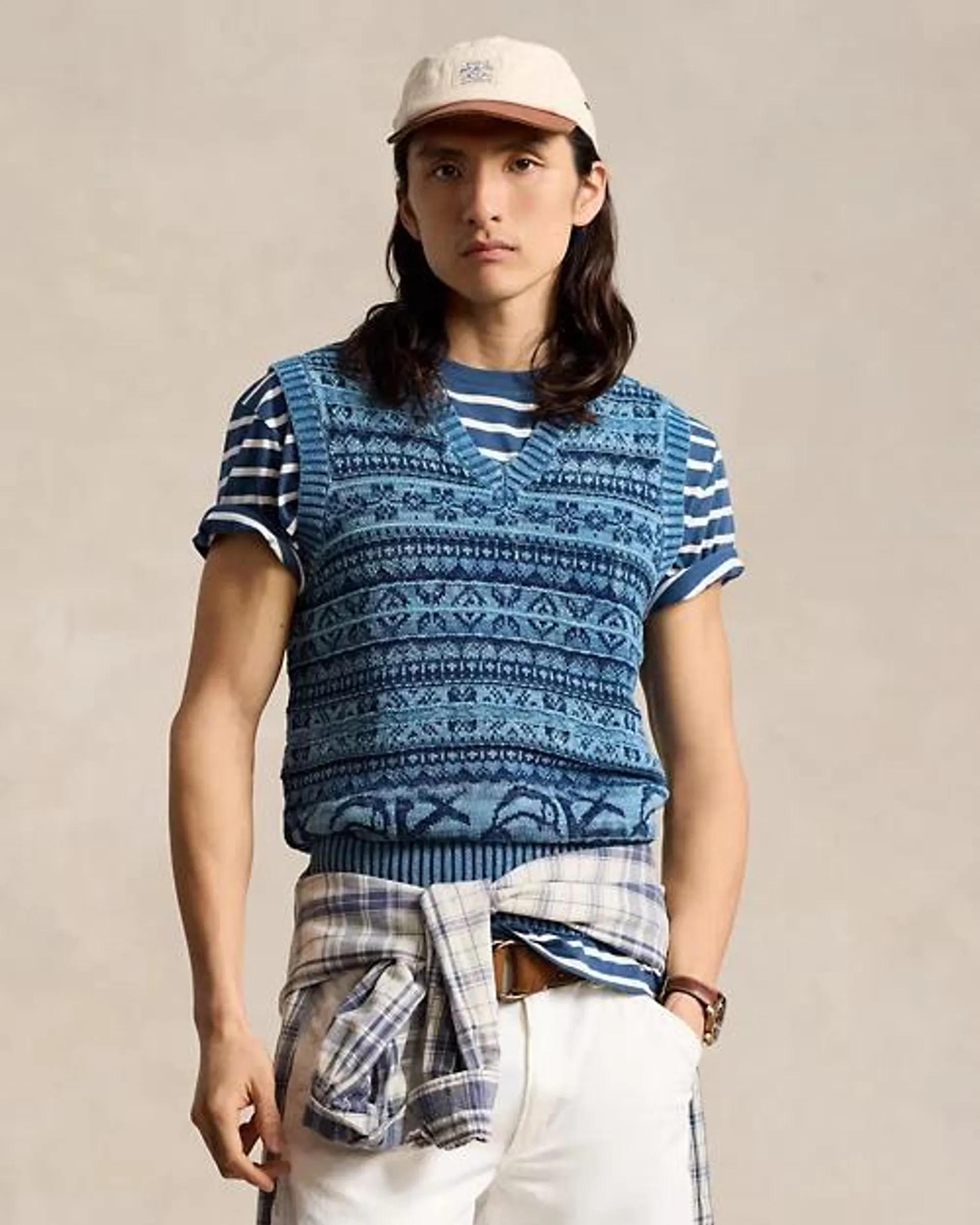 Fair Isle Indigo Cotton Sweater Vest