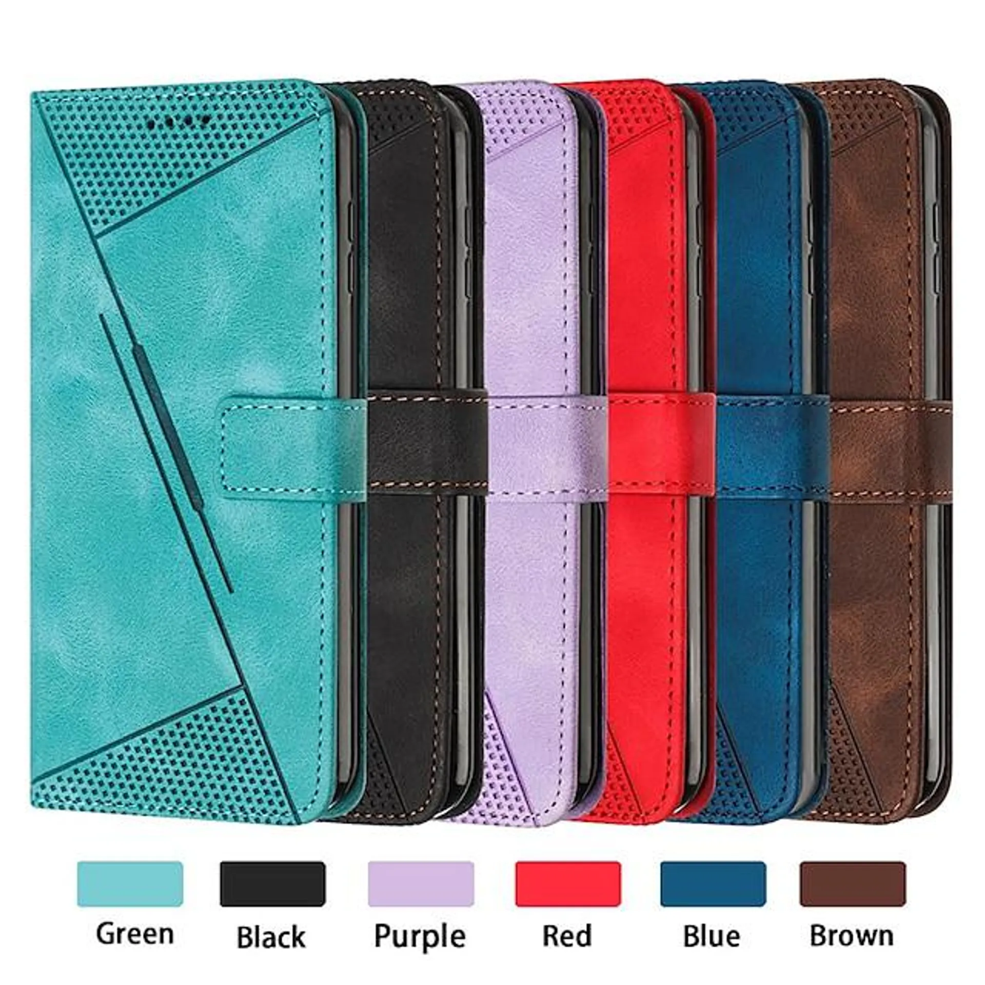 Phone Case For iPhone 15 Pro Max Plus iPhone 15 Pro Max Plus 14 13 12 11 X XR XS 8 7 Wallet Case with Lanyard with Wrist Strap With Card Holder Retro Geometric Pattern TPU PU Leather