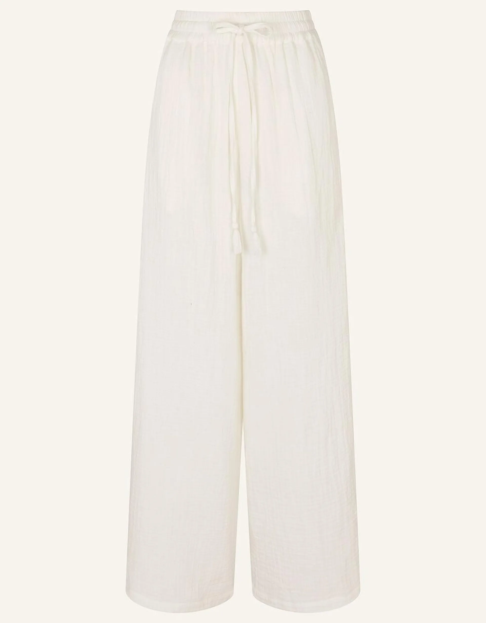 Crinkle Beach Trousers White