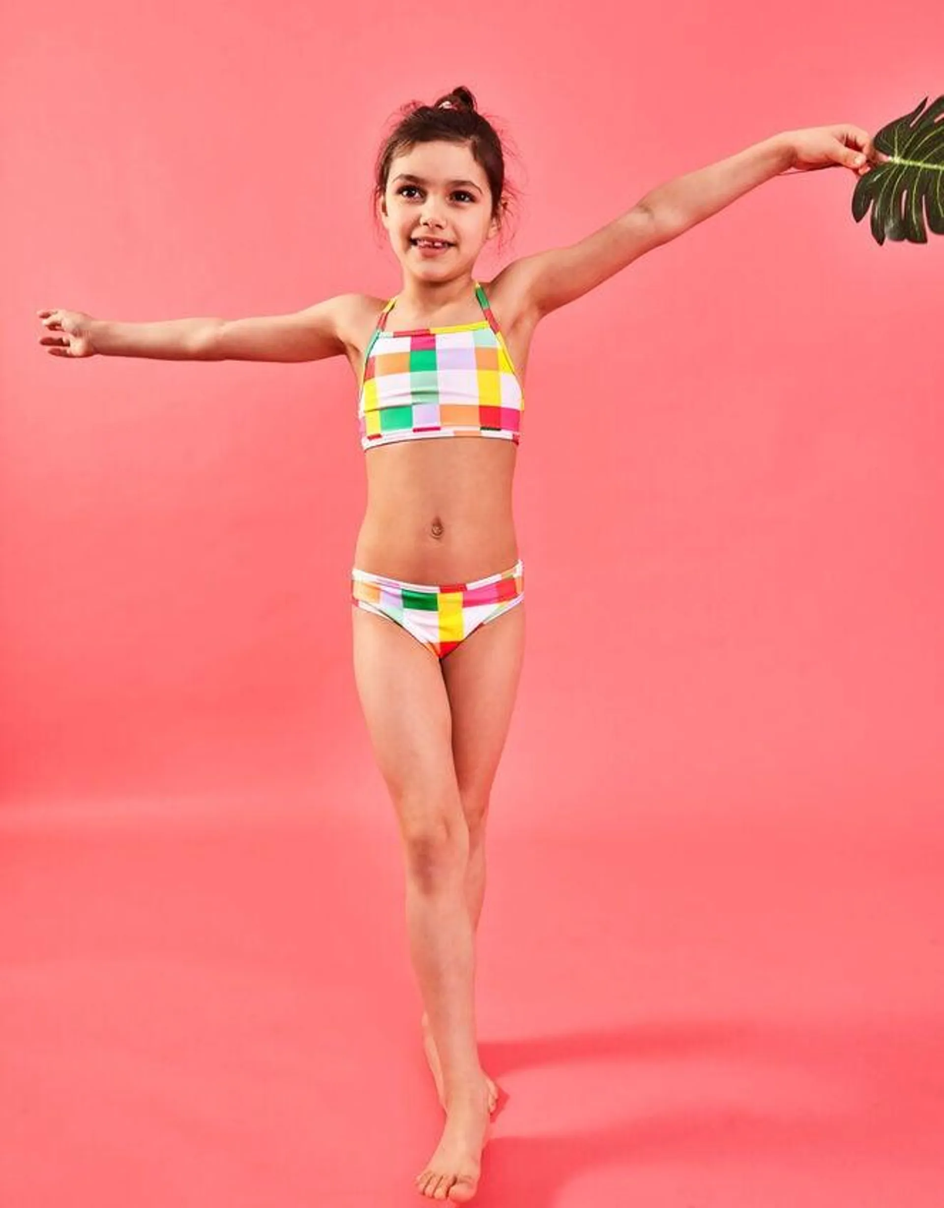 Girls Reversible Check Bikini Multi