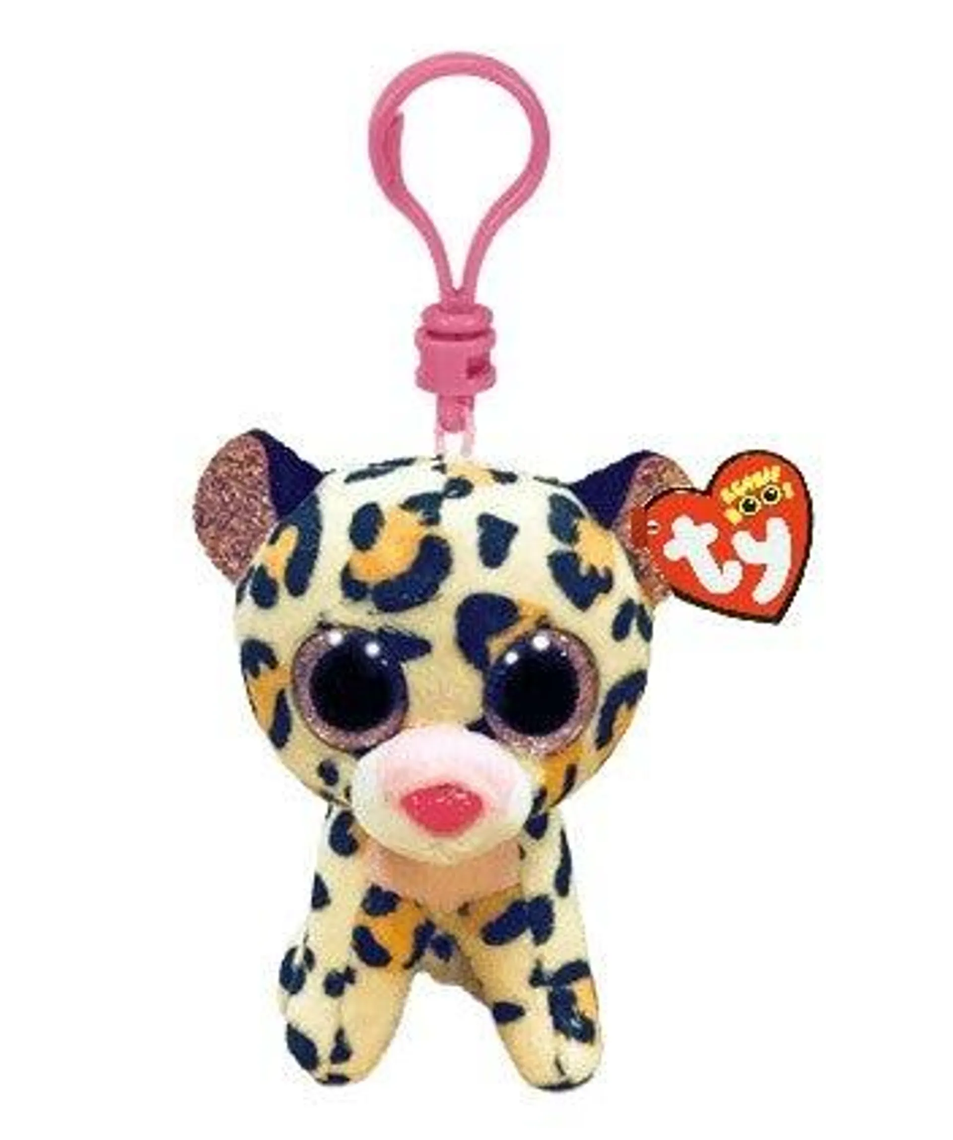 Bamse TY Livvie Brown Pink Leopard Clip