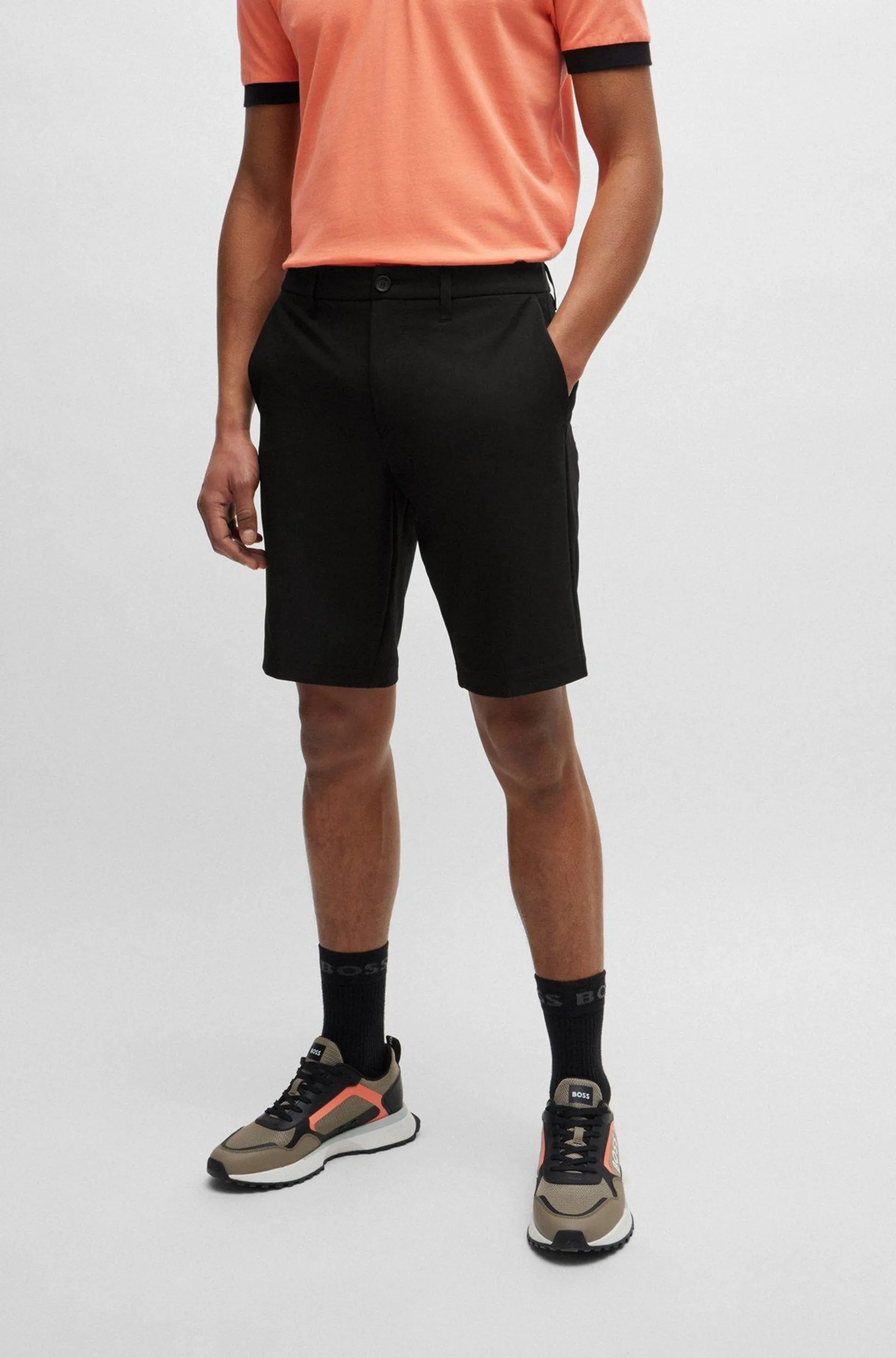 Slim-fit shorts in easy-iron four-way stretch fabric