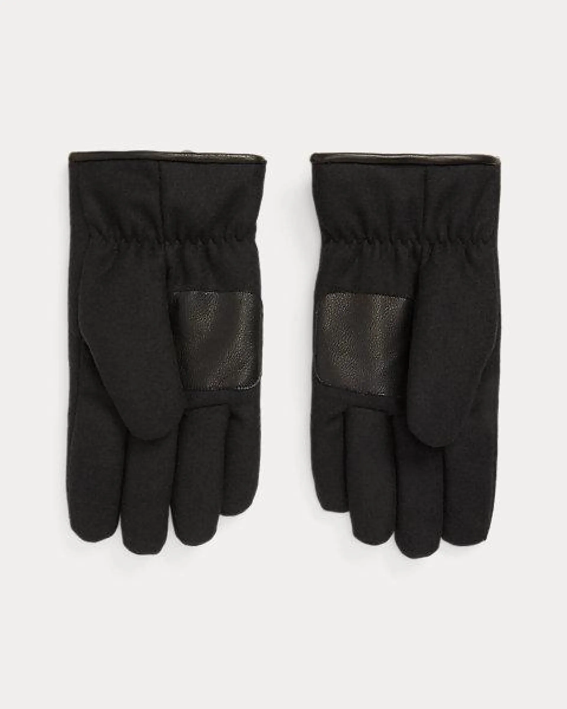 Polo Bear Leather-Trim Wool Gloves