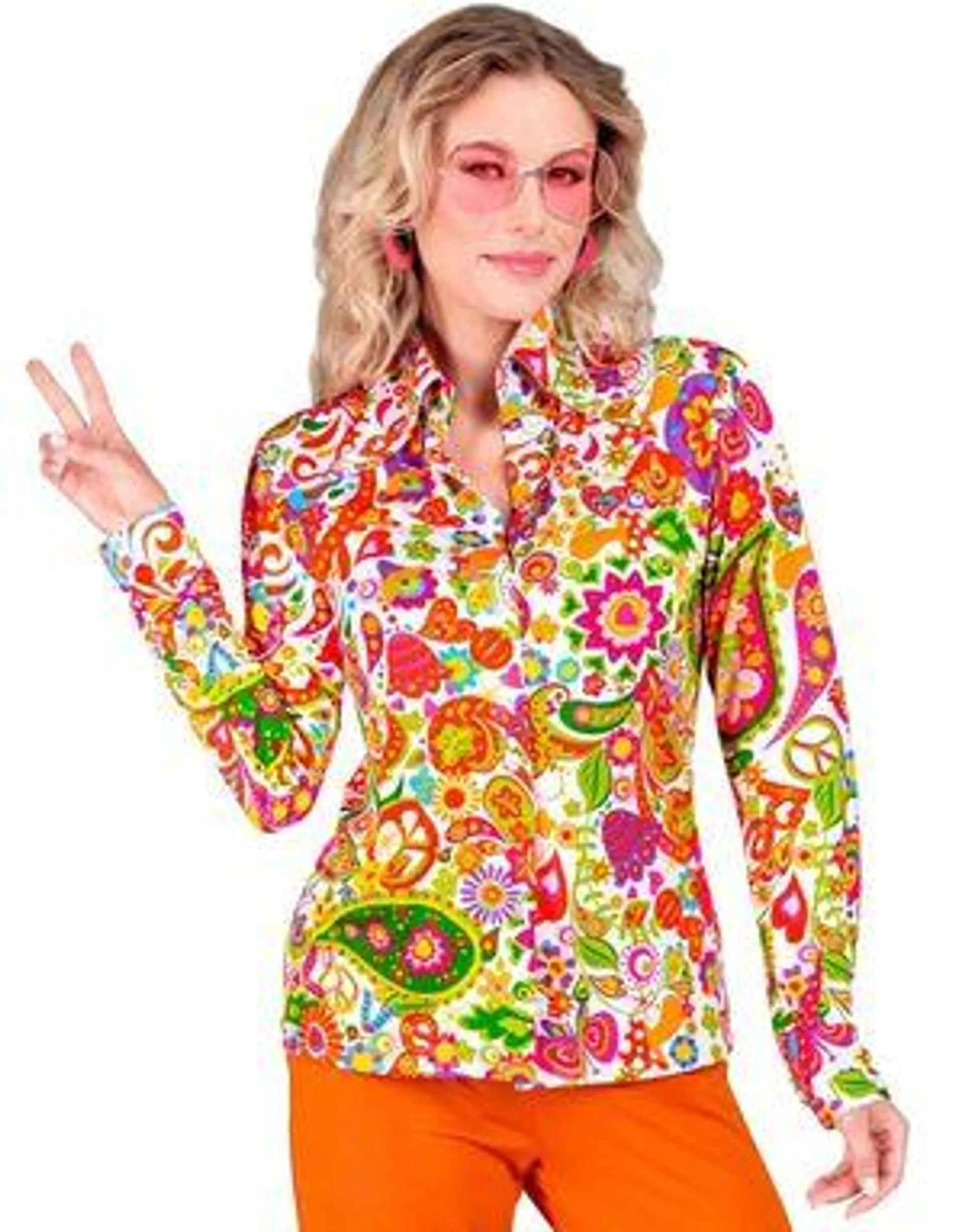 60's Blomstrete Peace'n'Love Hippie Kostymeskjorte til Dame