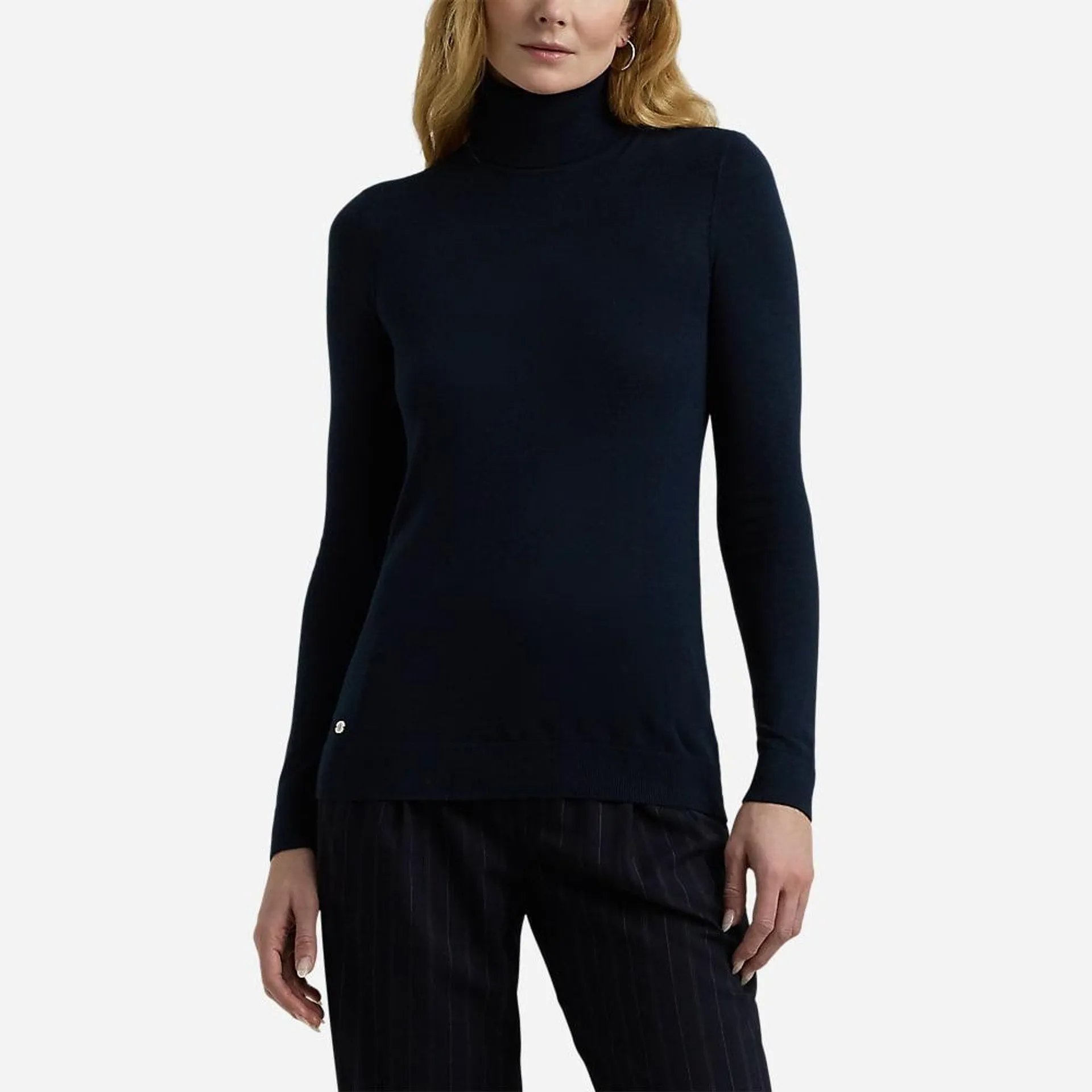 Silk-Blend Turtleneck Sweater - Lauren Navy