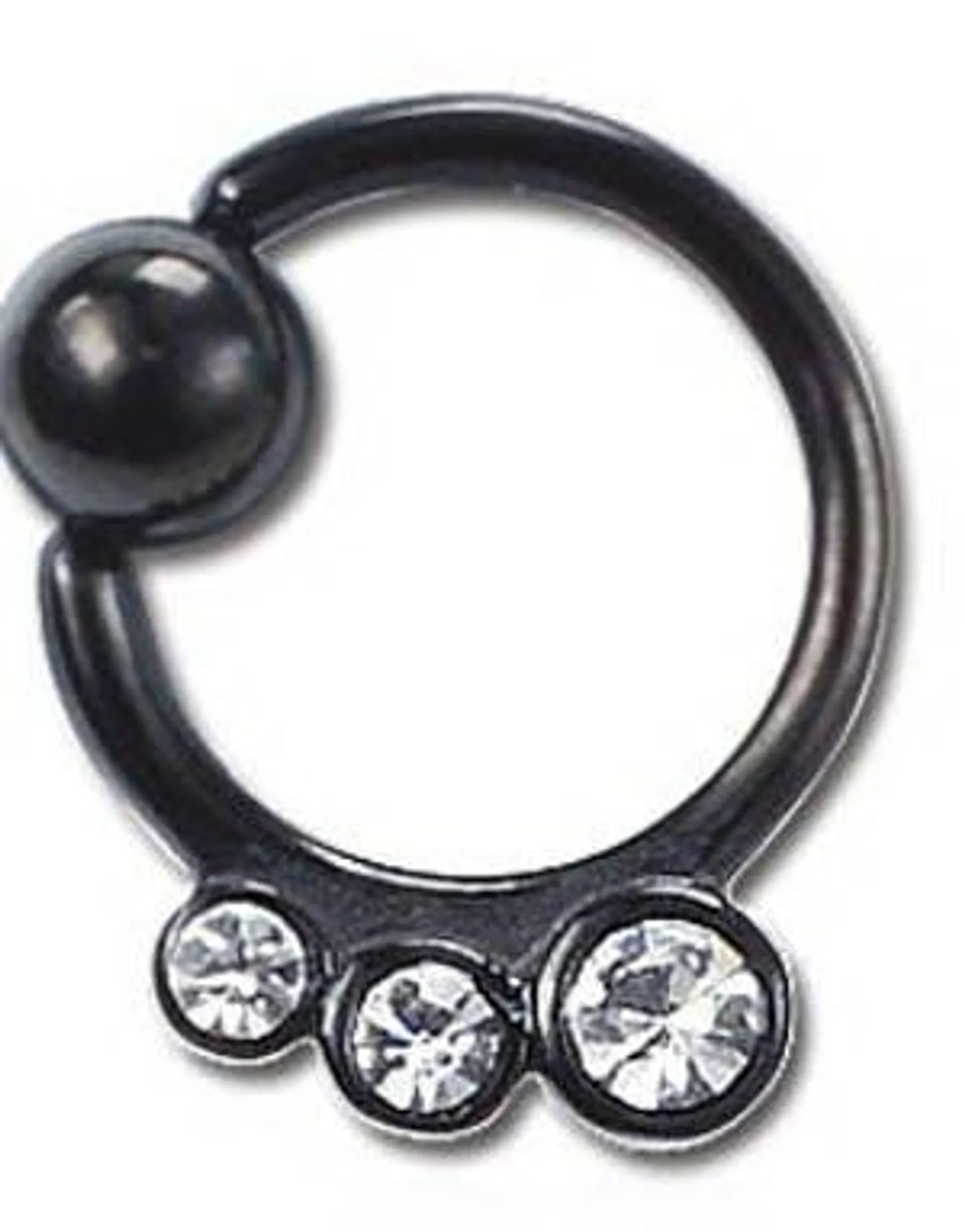 Three Shiny Stones Black PVD BCR Piercing - 1.6 x 12 mm